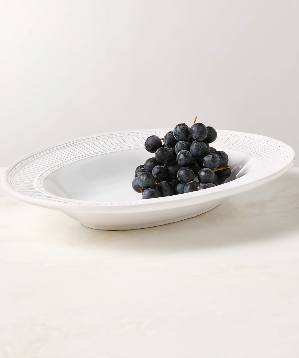 THE ONE × Iliana — White Stoneware Oval Serving Platter