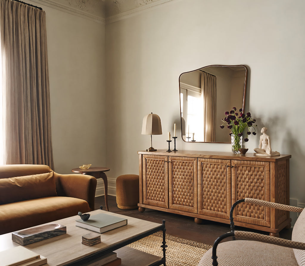THE ONE × Allegra — Rattan and Linen Table Lamp