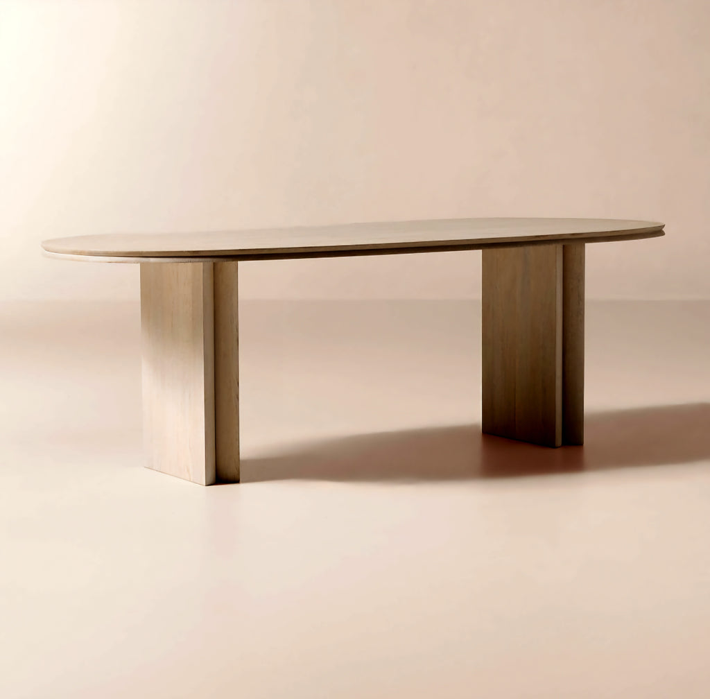 THE ONE × Vendome — Oval Whitewash Oak Dining Table