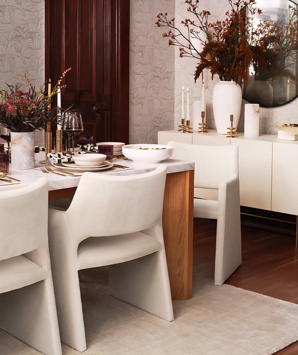 THE ONE × Akri — Champagne Gold and Cream Onyx Low Serving Bowl