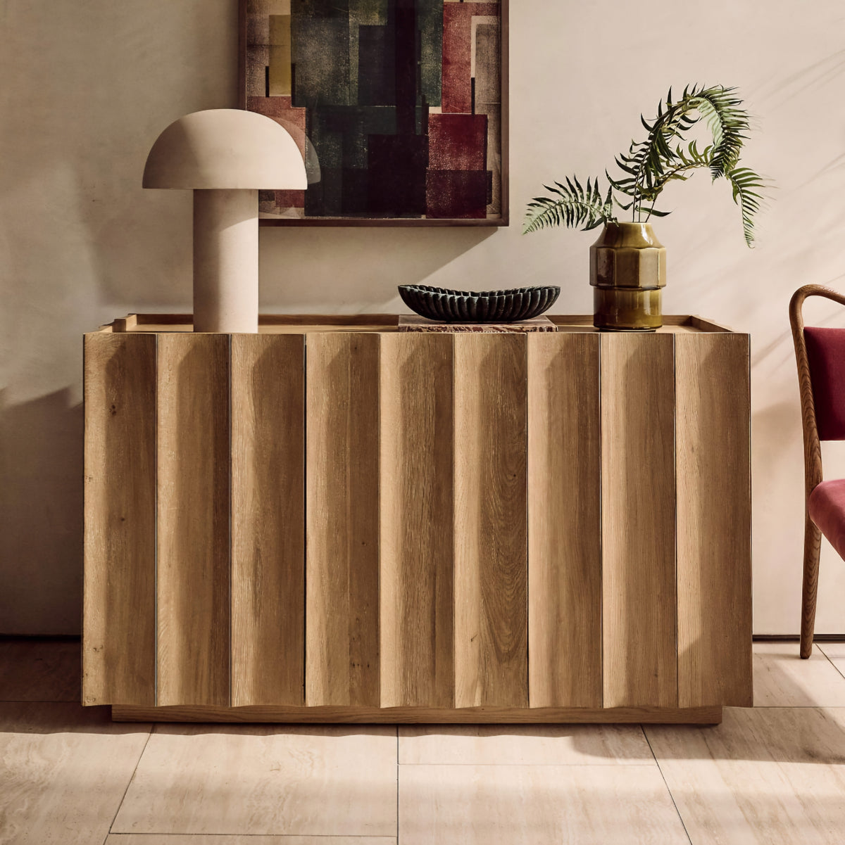 THE ONE × Bardo — Scalloped Oak Wood Credenza