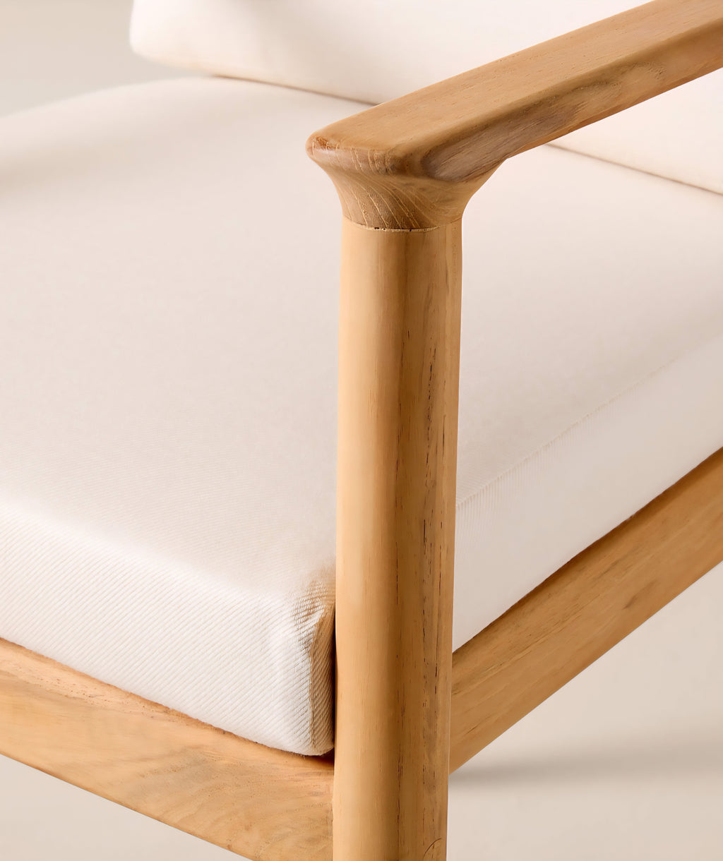 THE ONE × Tide — Teak Outdoor Dining Armchair with Ivory Sunbrella® Cushion