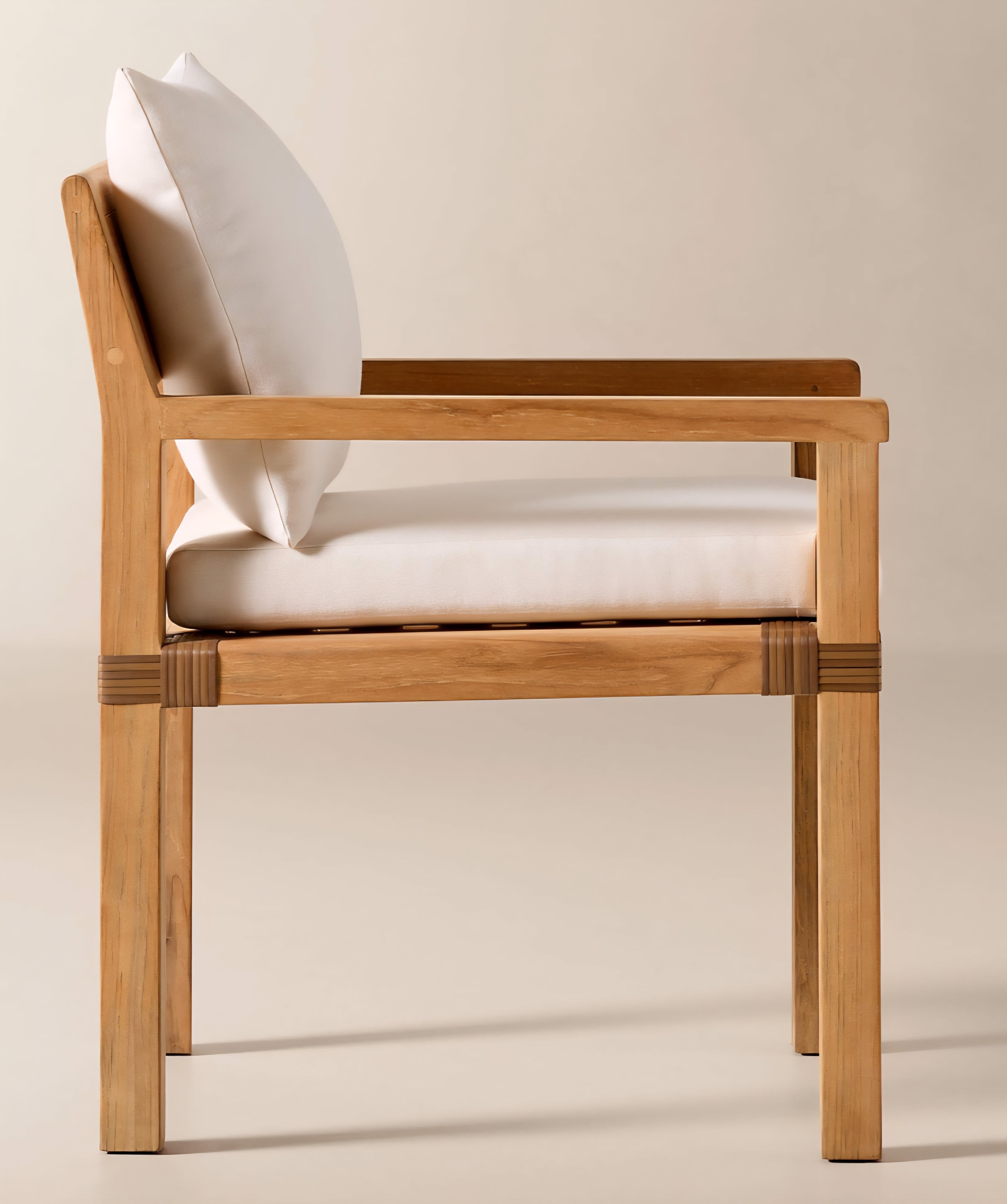 THE ONE × Oakley — Teak Outdoor Dining Armchair with Ivory Sunbrella® Cushion