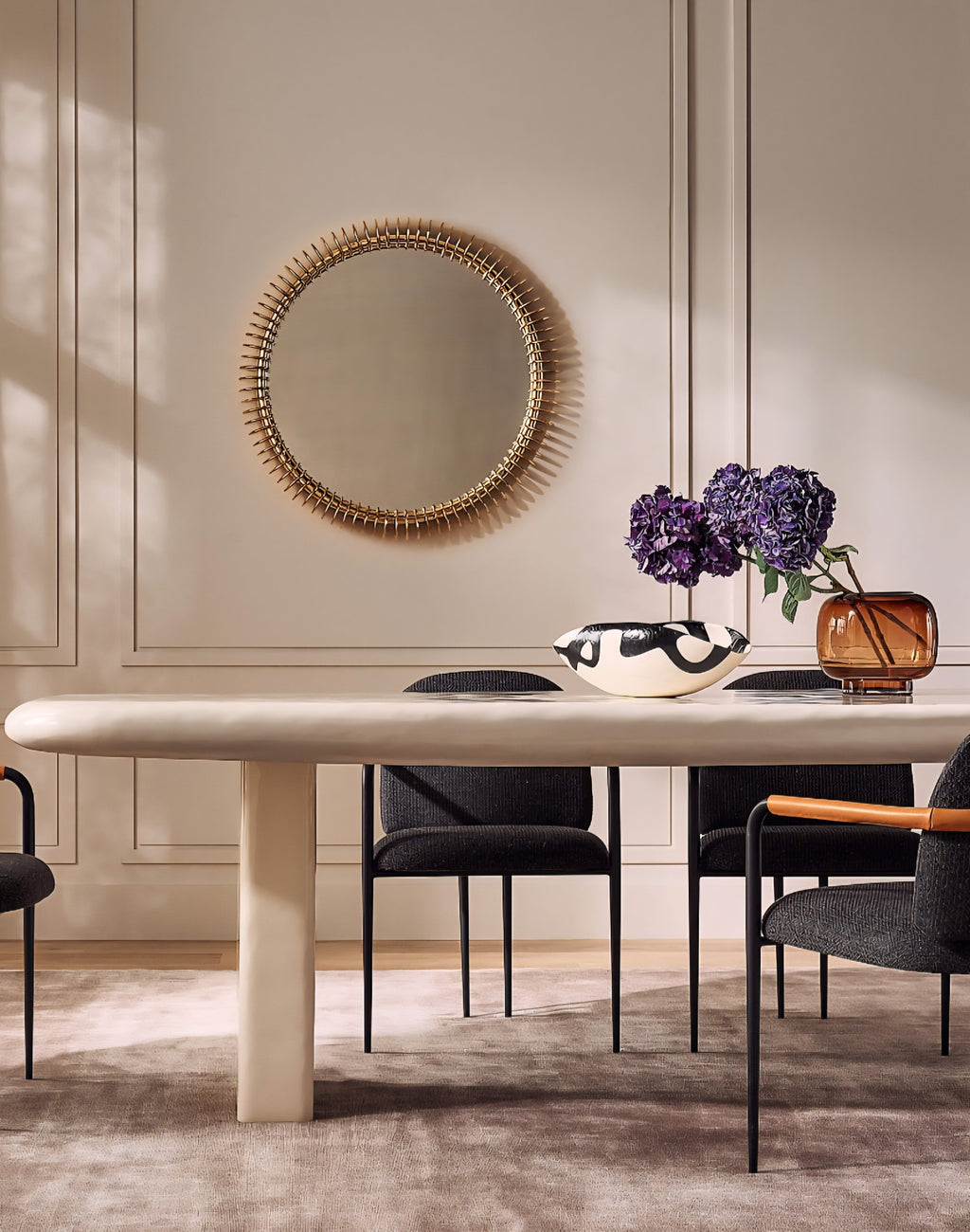 THE ONE × Coco — Round Smoked Amber Glass Hurricane Candle Holder