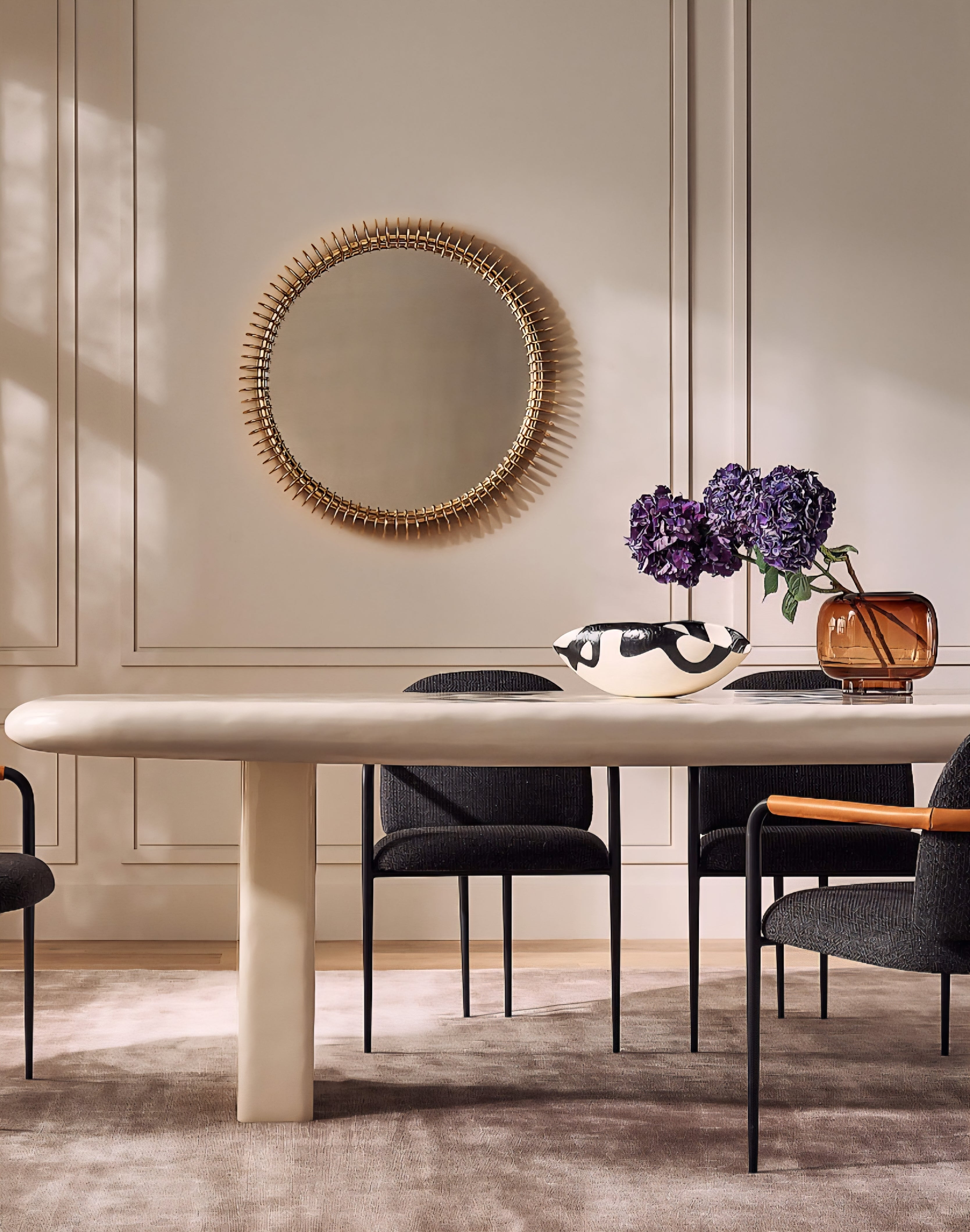 THE ONE × Coco — Round Smoked Amber Glass Hurricane Candle Holder