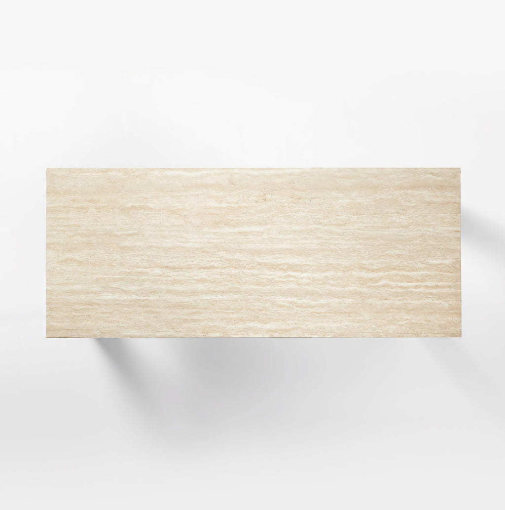 THE ONE × Sydney — Rectangular Travertine Dining Table with White Oak Legs