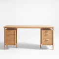 THE ONE × Elias — Natural Elm Wood Desk with File Cabinet (66")