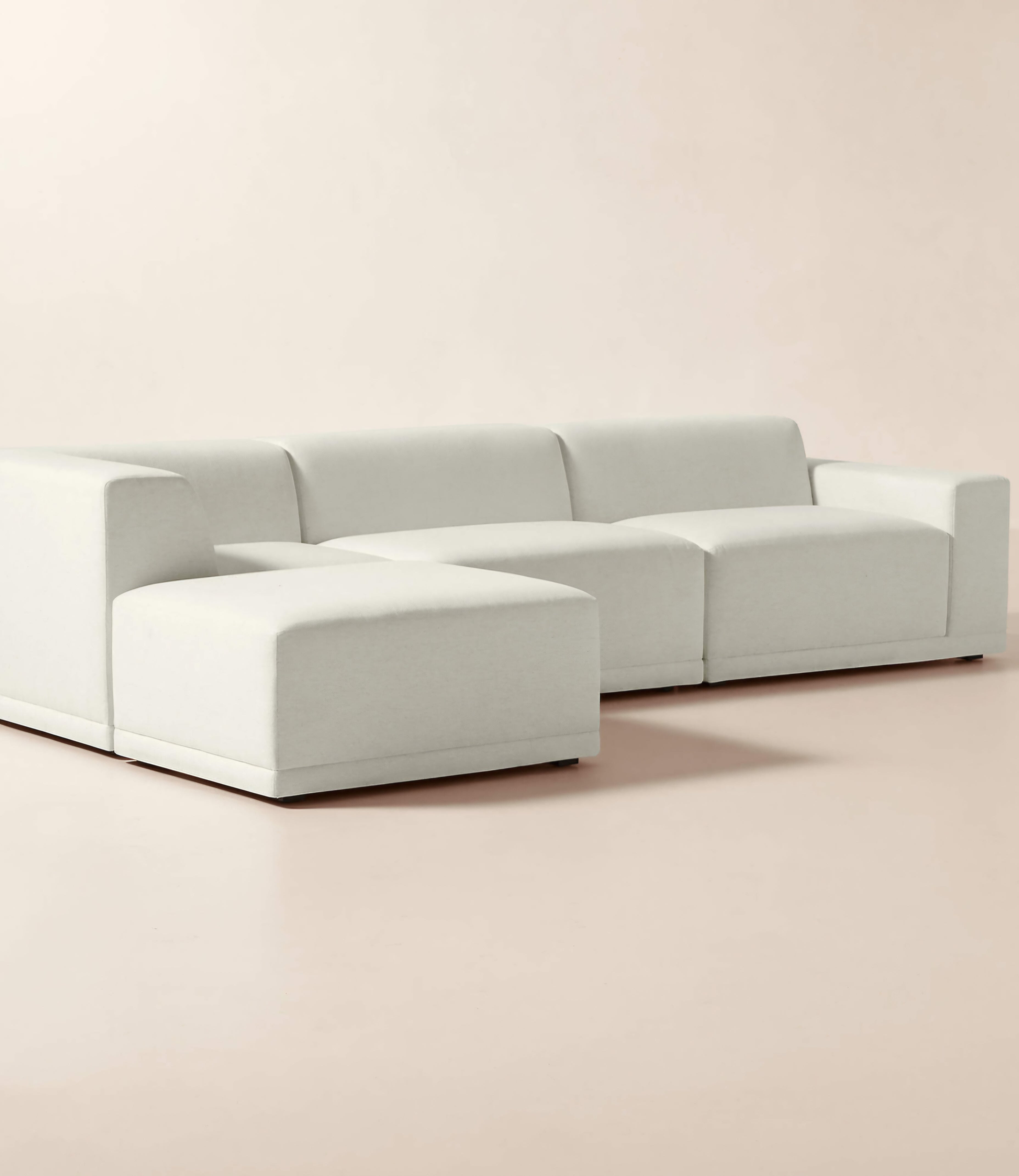 THE ONE × Faible — 4-Piece L-Shaped White Performance Linen Standard Depth Sectional Sofa with Right Arm