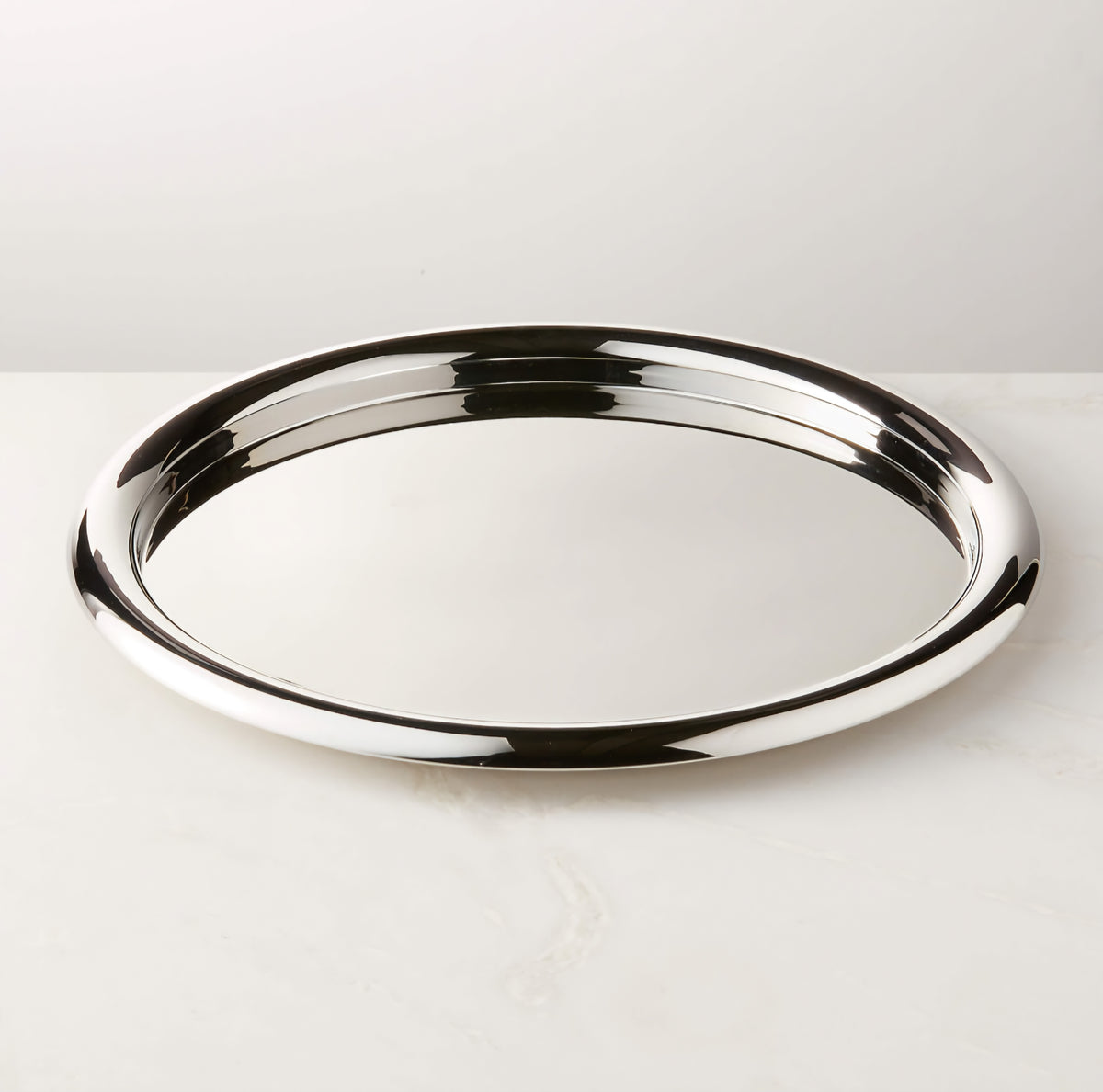 THE ONE × Piero — Round Polished Stainless Steel Serving Tray