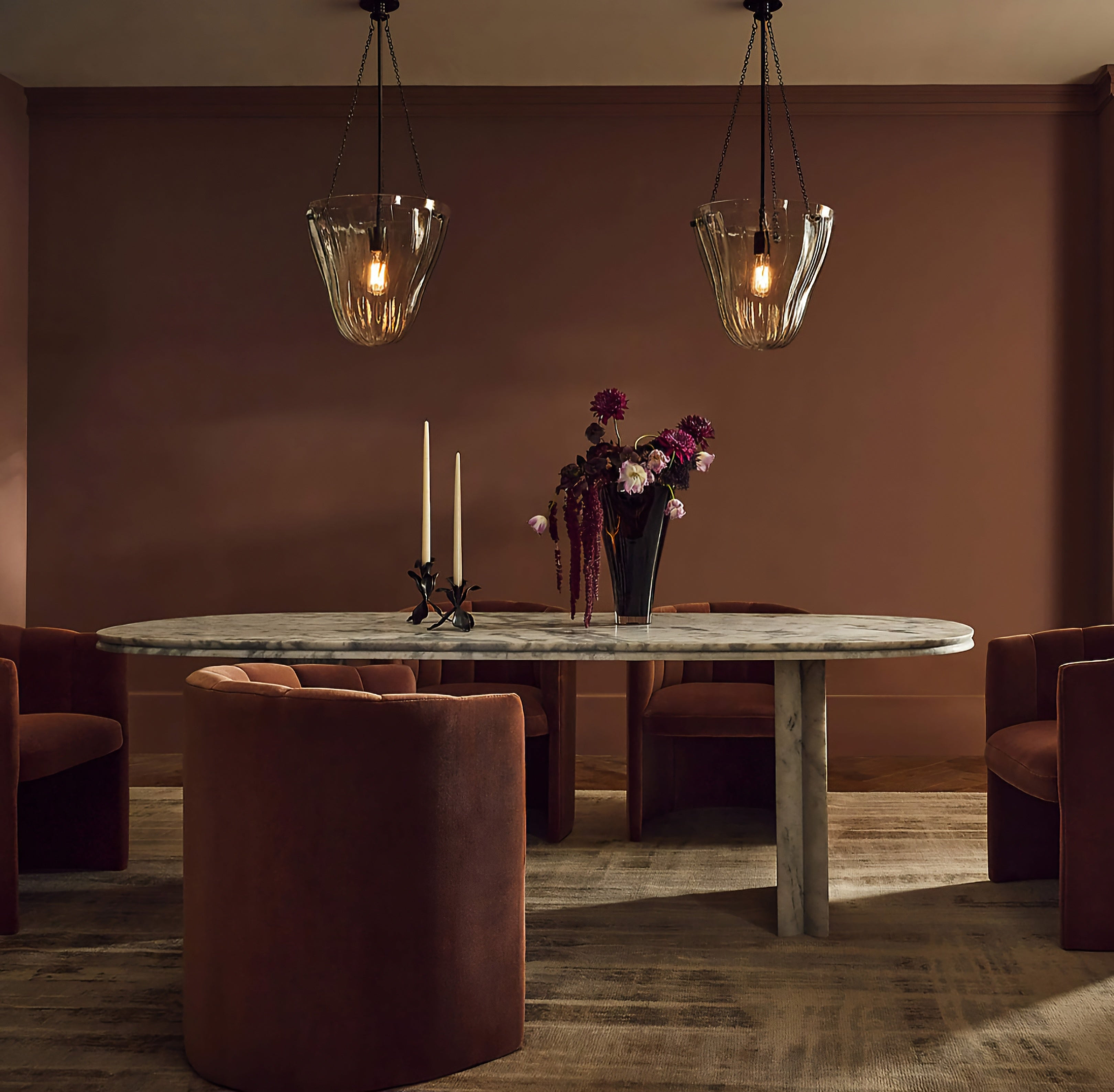 THE ONE × Vendome — Oval White Marble Dining Table