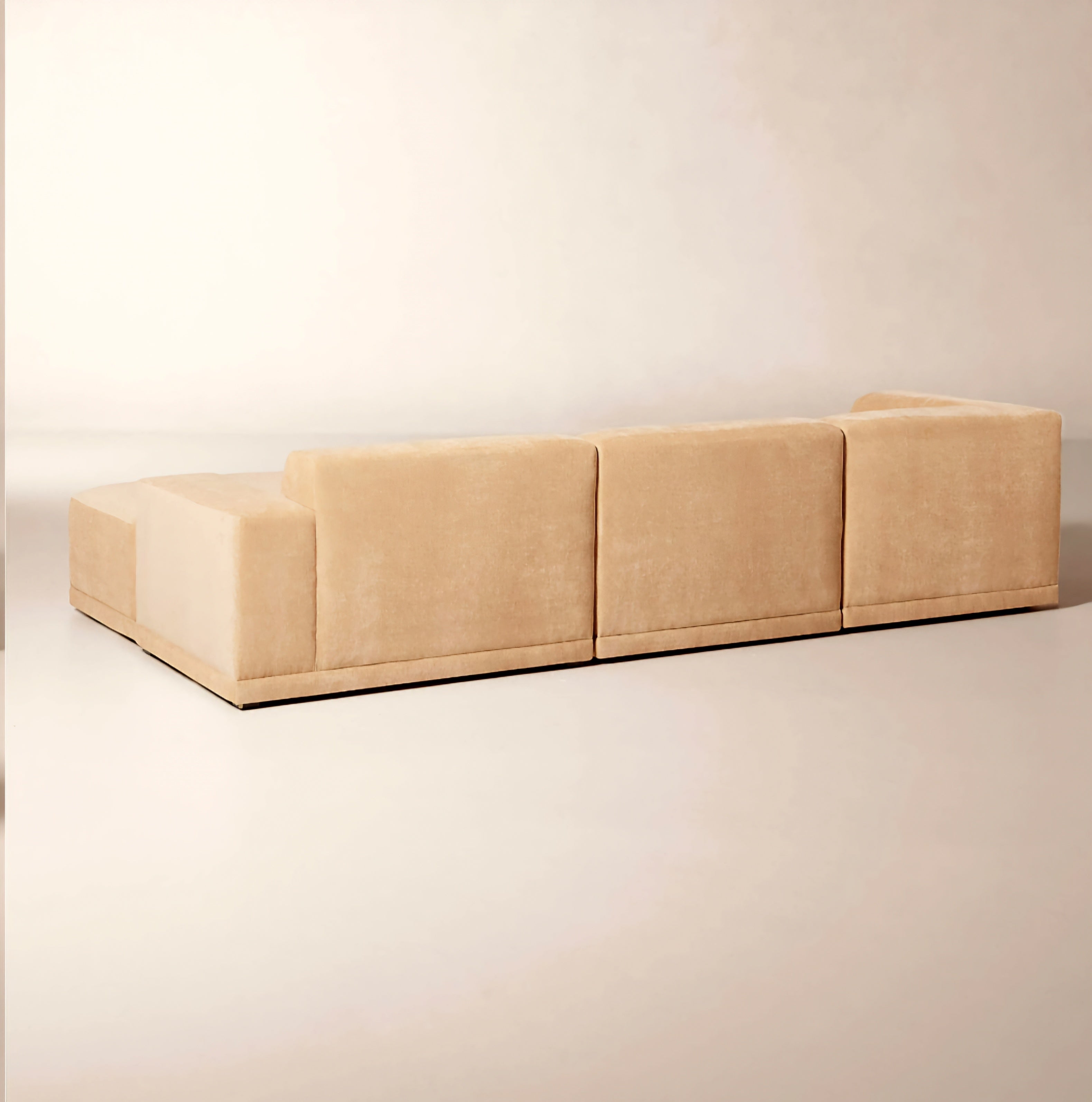 THE ONE × Faible — 4-Piece Modular Right-Arm Wheat Performance Velvet Standard Depth Sectional Sofa