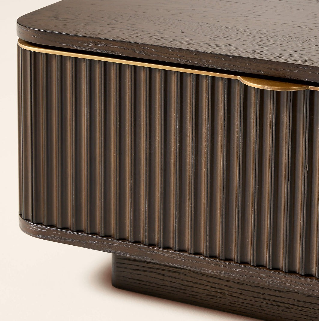 THE ONE × Davison — Rectangular Fluted Dark Oak Coffee Table
