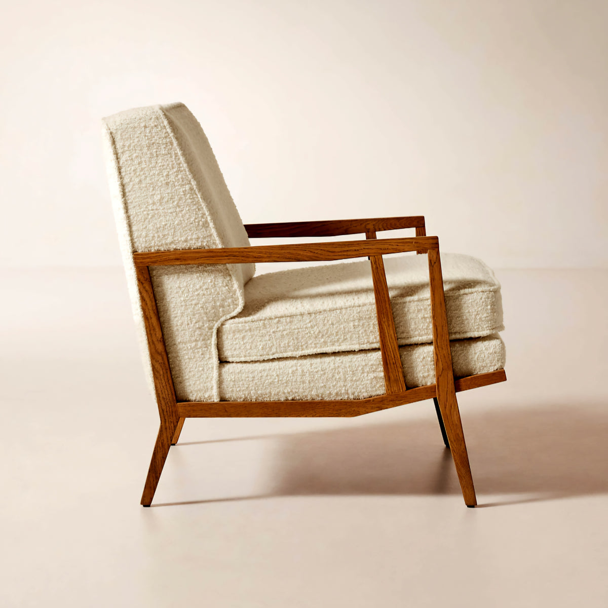 THE ONE × Director — White Boucle Accent Chair