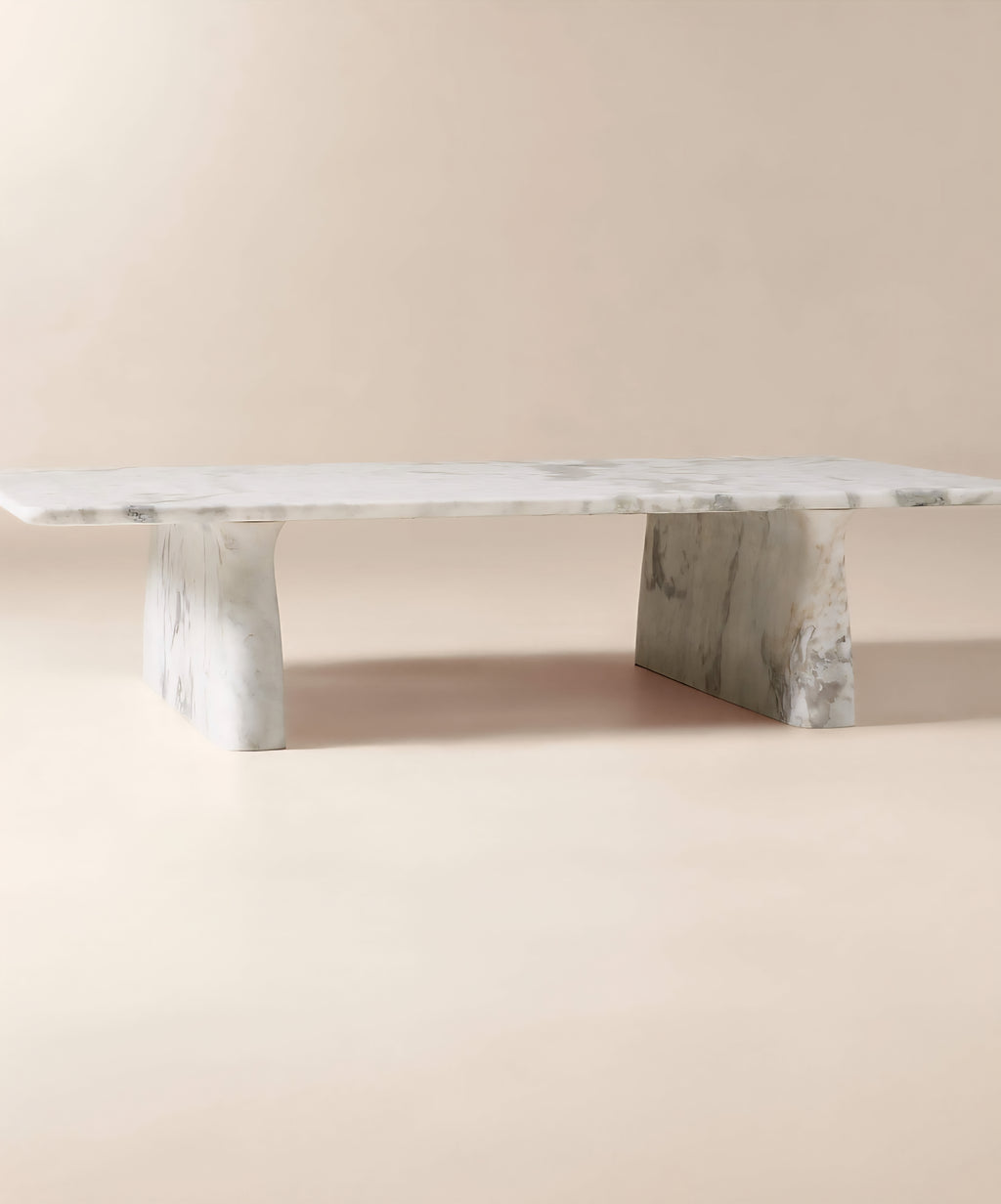 THE ONE × Almera — White Marble Coffee Table (66")