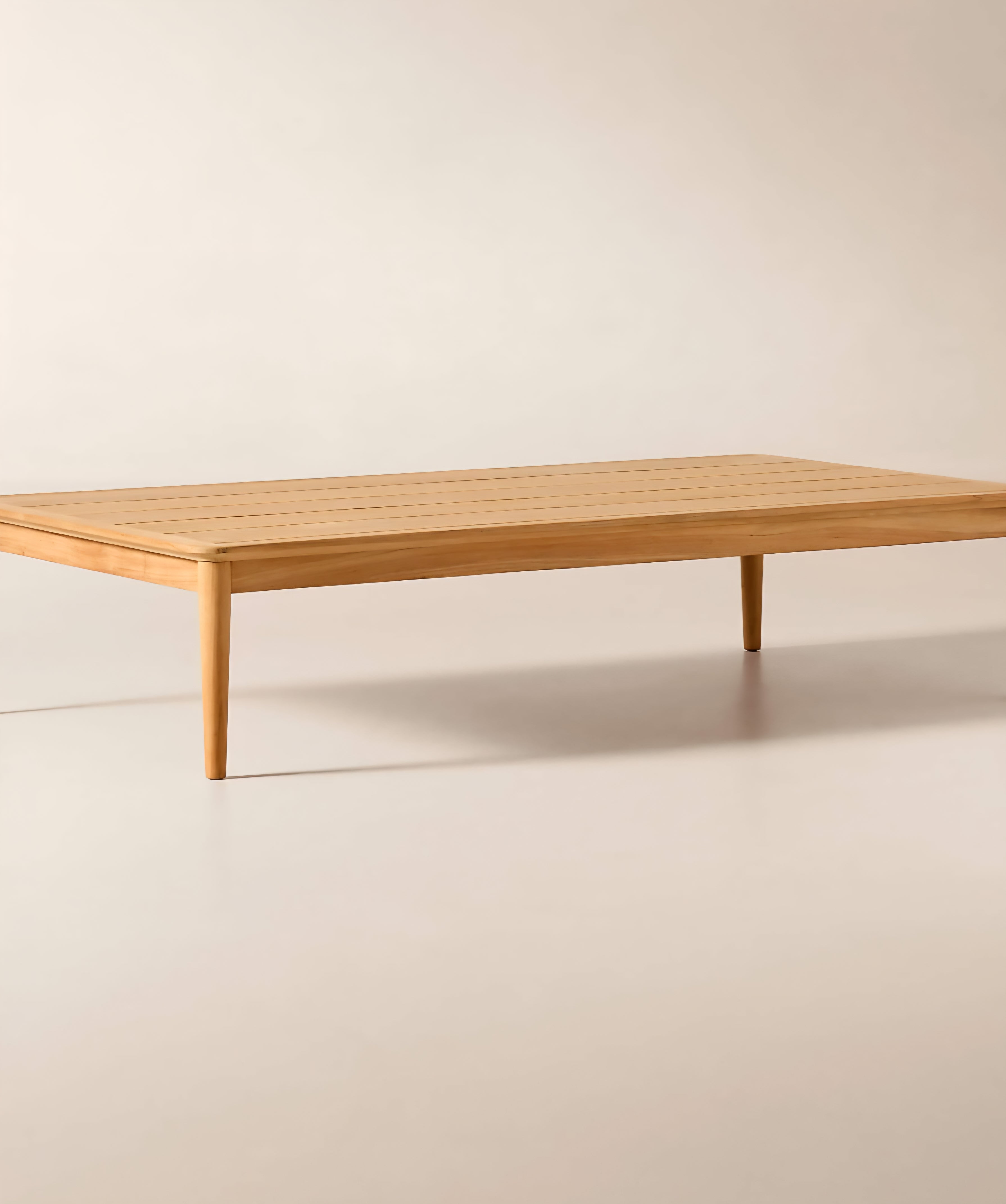THE ONE × Tide — 60" Rectangular Travertine & Teak Outdoor Coffee Table
