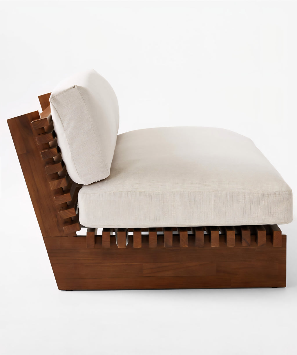THE ONE × Taiko — Stained Teak Outdoor Loveseat with Sunbrella® Cushions