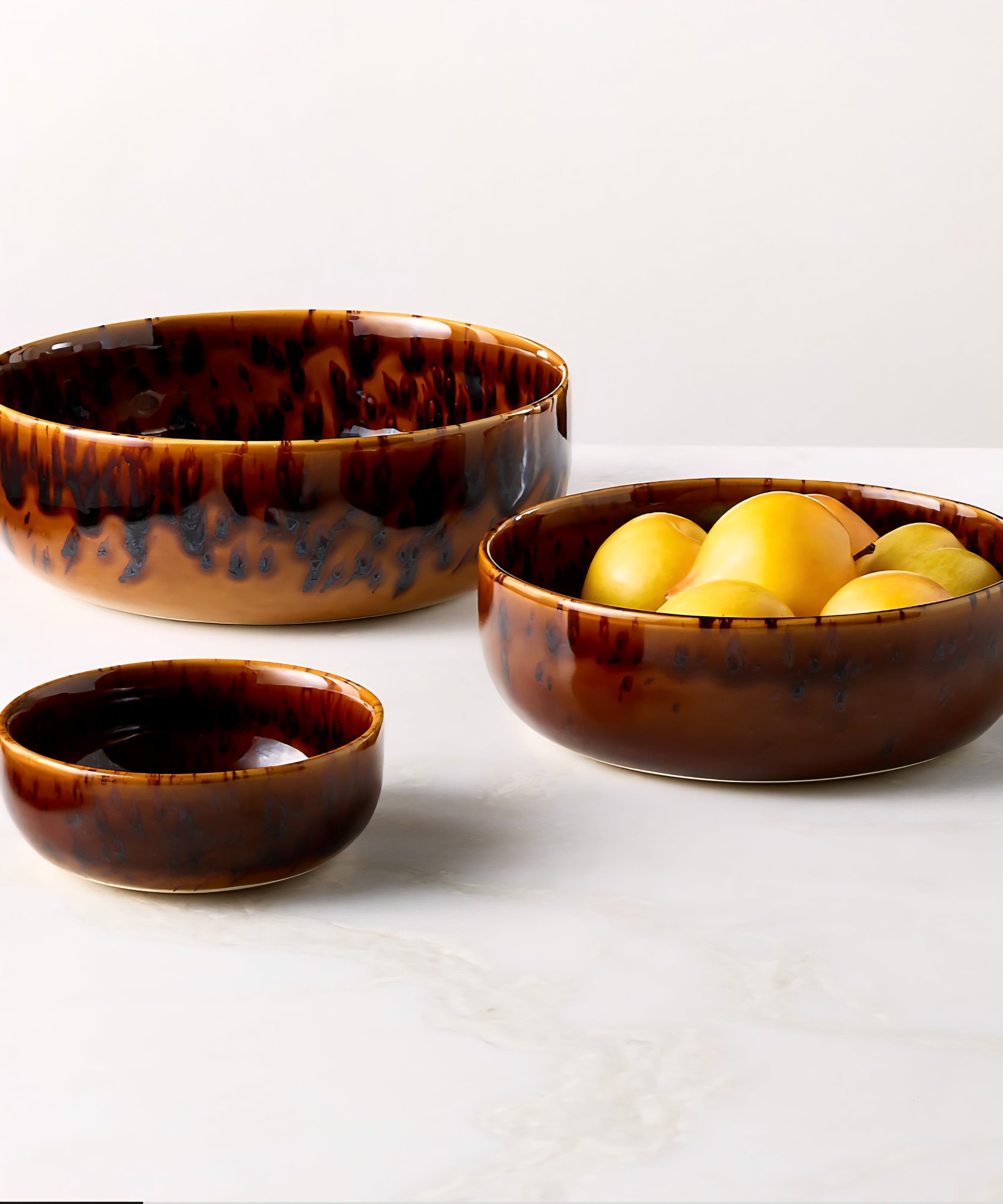 THE ONE × Tara — 3‑Piece Tortoise Serving Bowls
