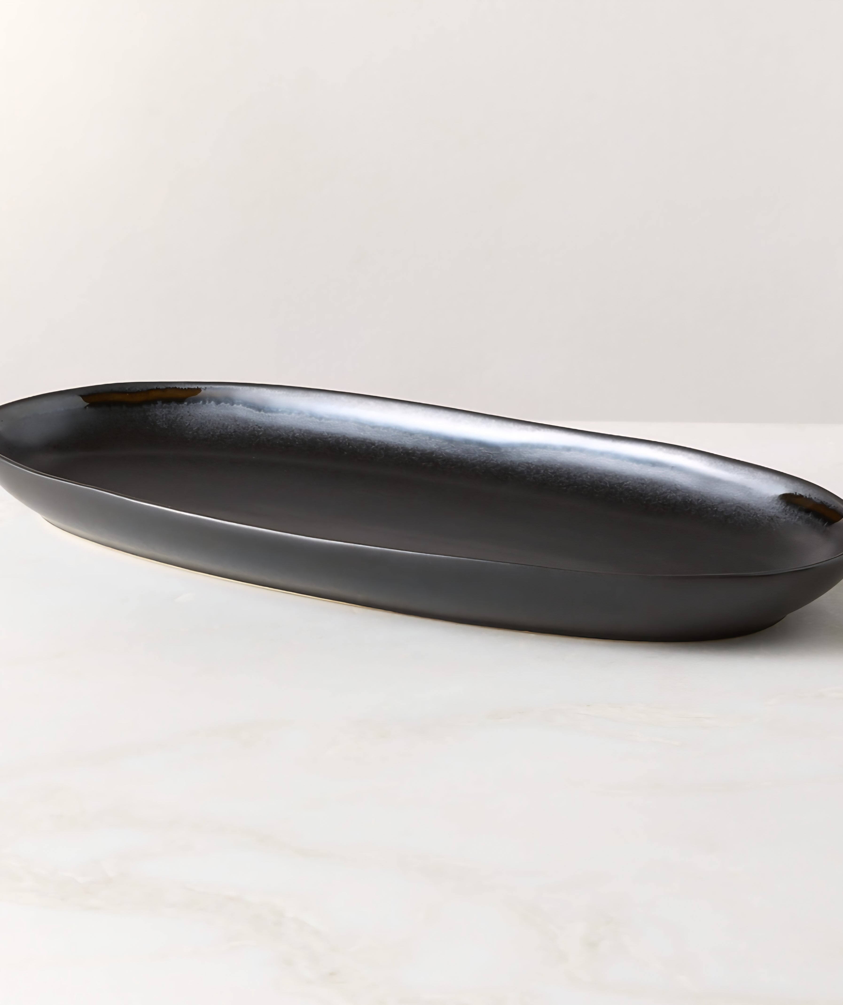 THE ONE × Hyacinth — Oval Black Serving Platter with Reactive Glaze