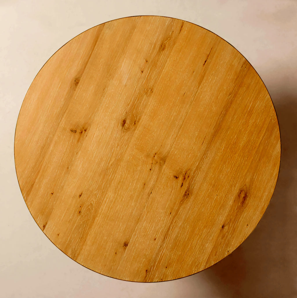 THE ONE × Albertine — Round Oak and Unlacquered Brass Dining Table