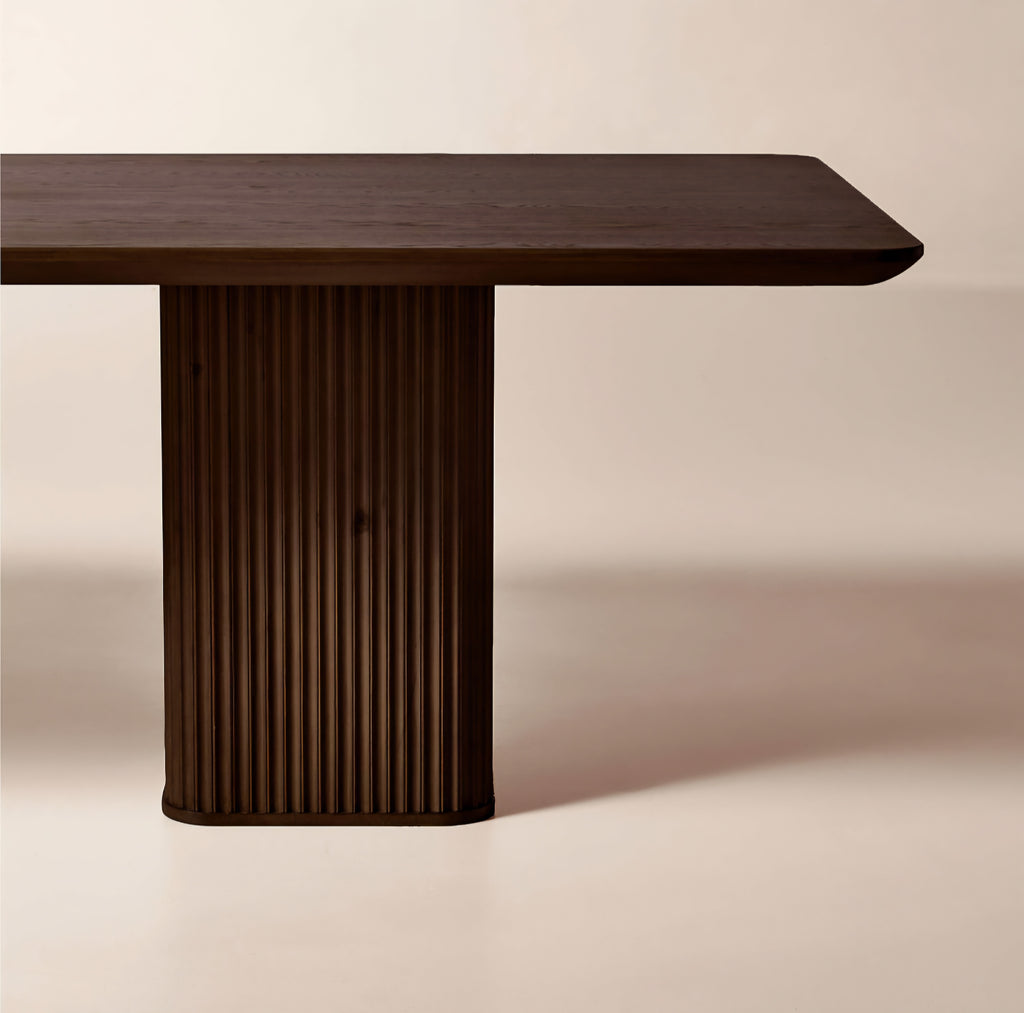 THE ONE × Davison — 55" Round Fluted Dark Oak Dining Table