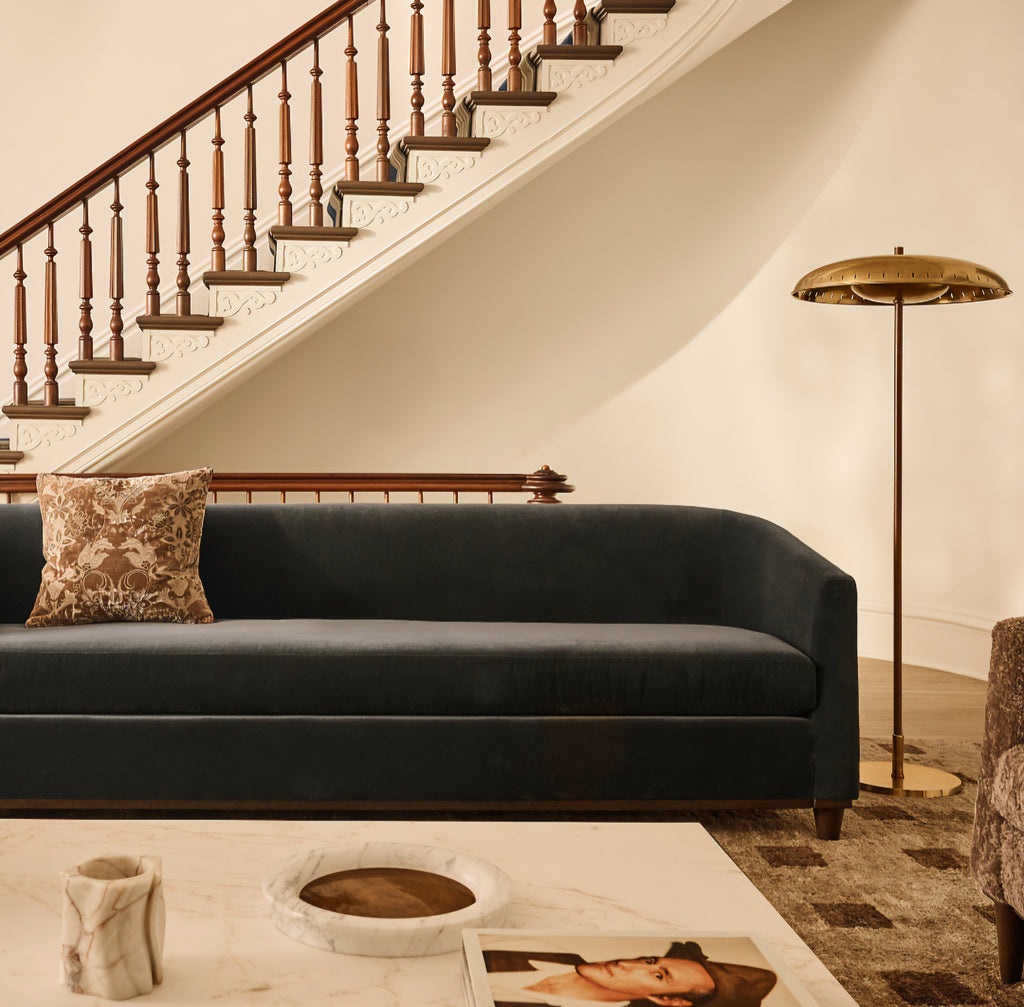THE ONE × Galerie — Dark Blue Velvet Sofa