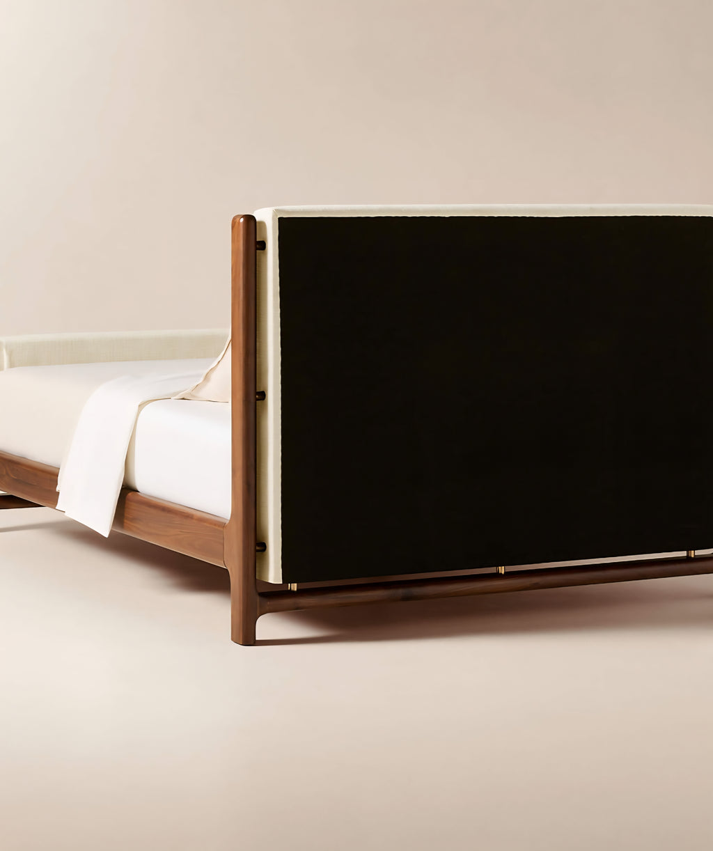 THE ONE × Tavola — Walnut and Warm White Upholstered Queen Bed