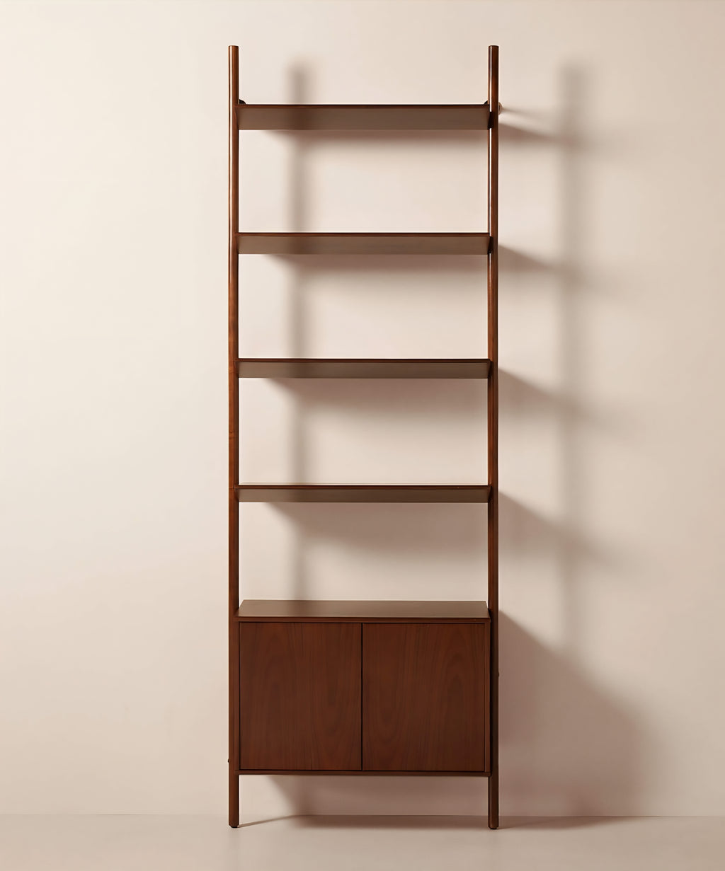 THE ONE × Nabla — Black Walnut Wall‑Mount Bookcase with Cabinet
