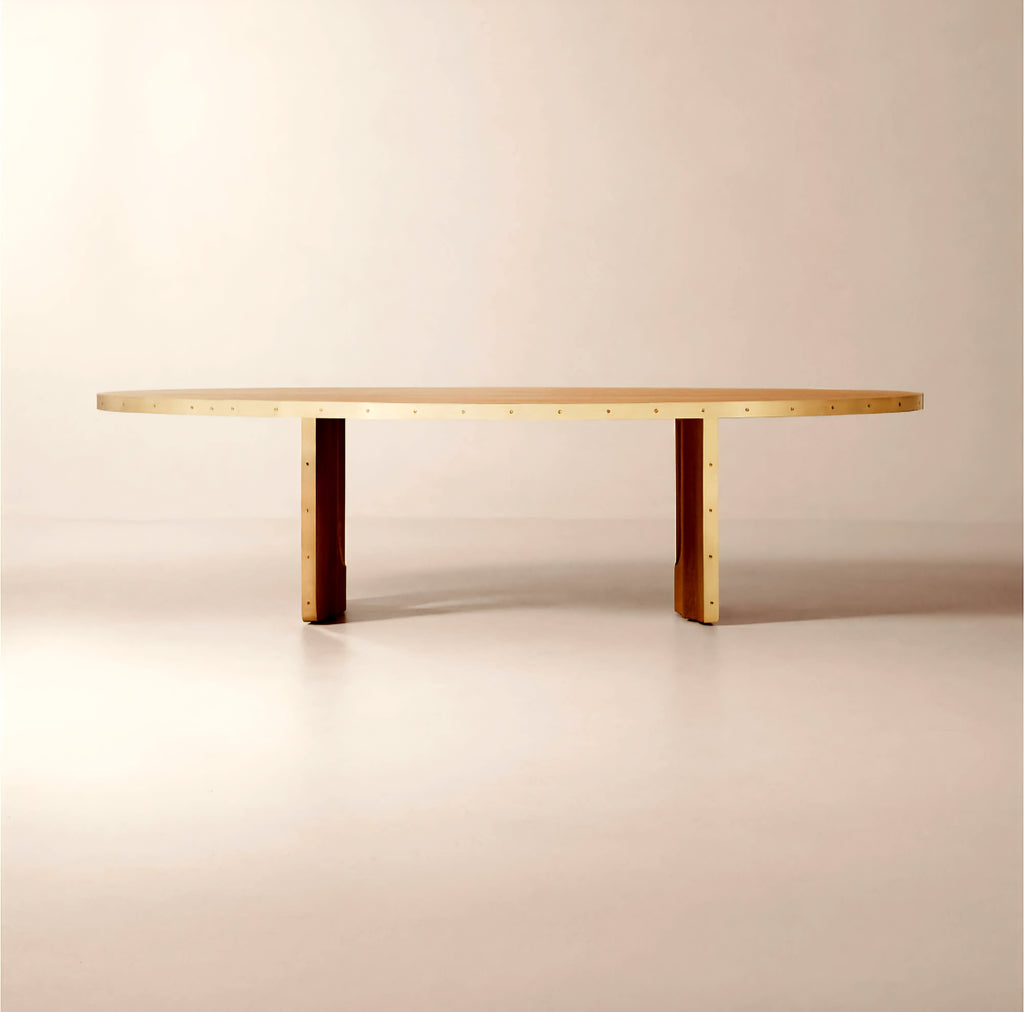 THE ONE × Albertine — Oval Oak and Unlacquered Brass Dining Table