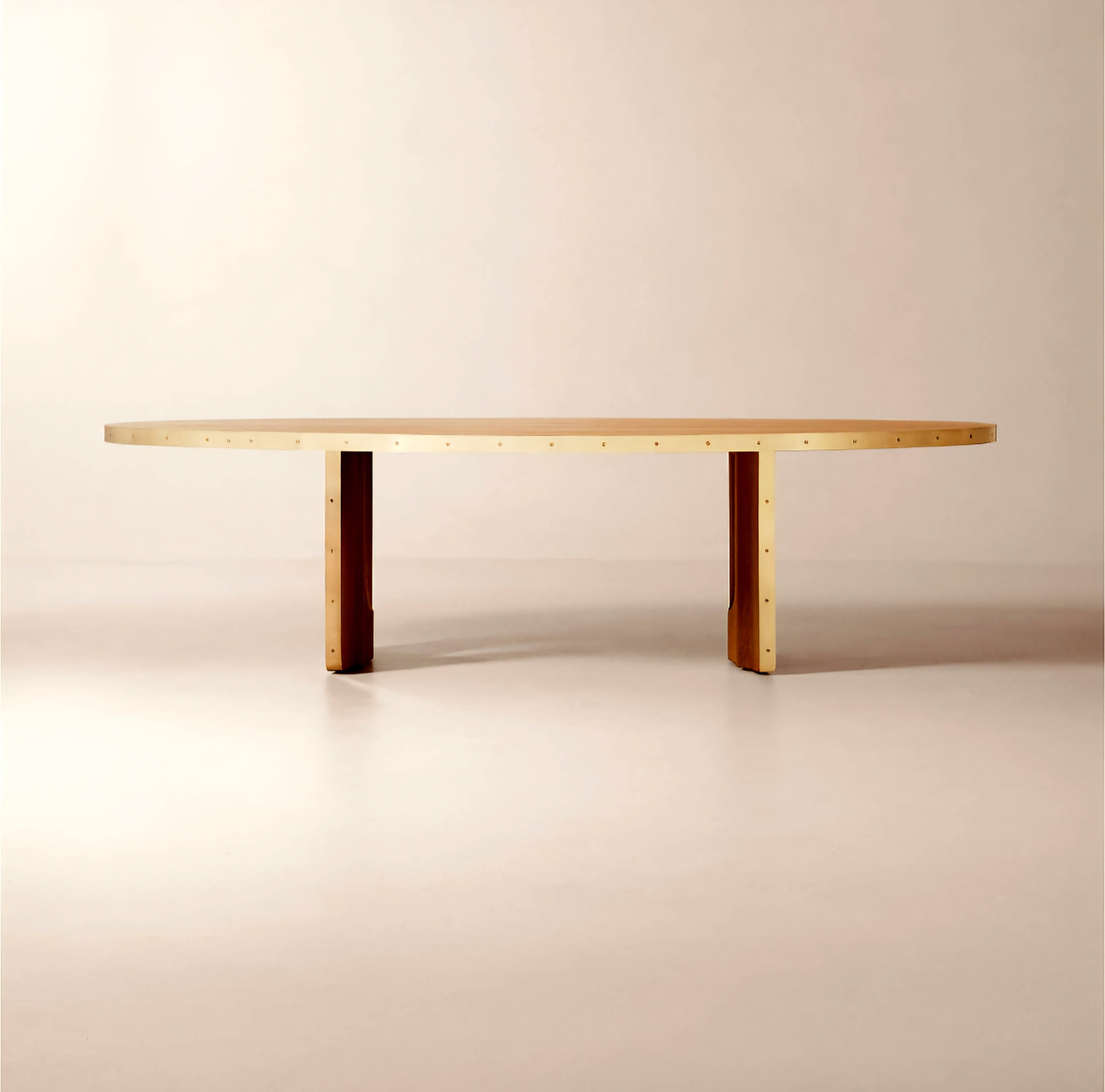 THE ONE × Albertine — Oval Oak and Unlacquered Brass Dining Table