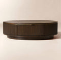 THE ONE × Davison — Round Fluted Dark Oak Coffee Table 50" Round
