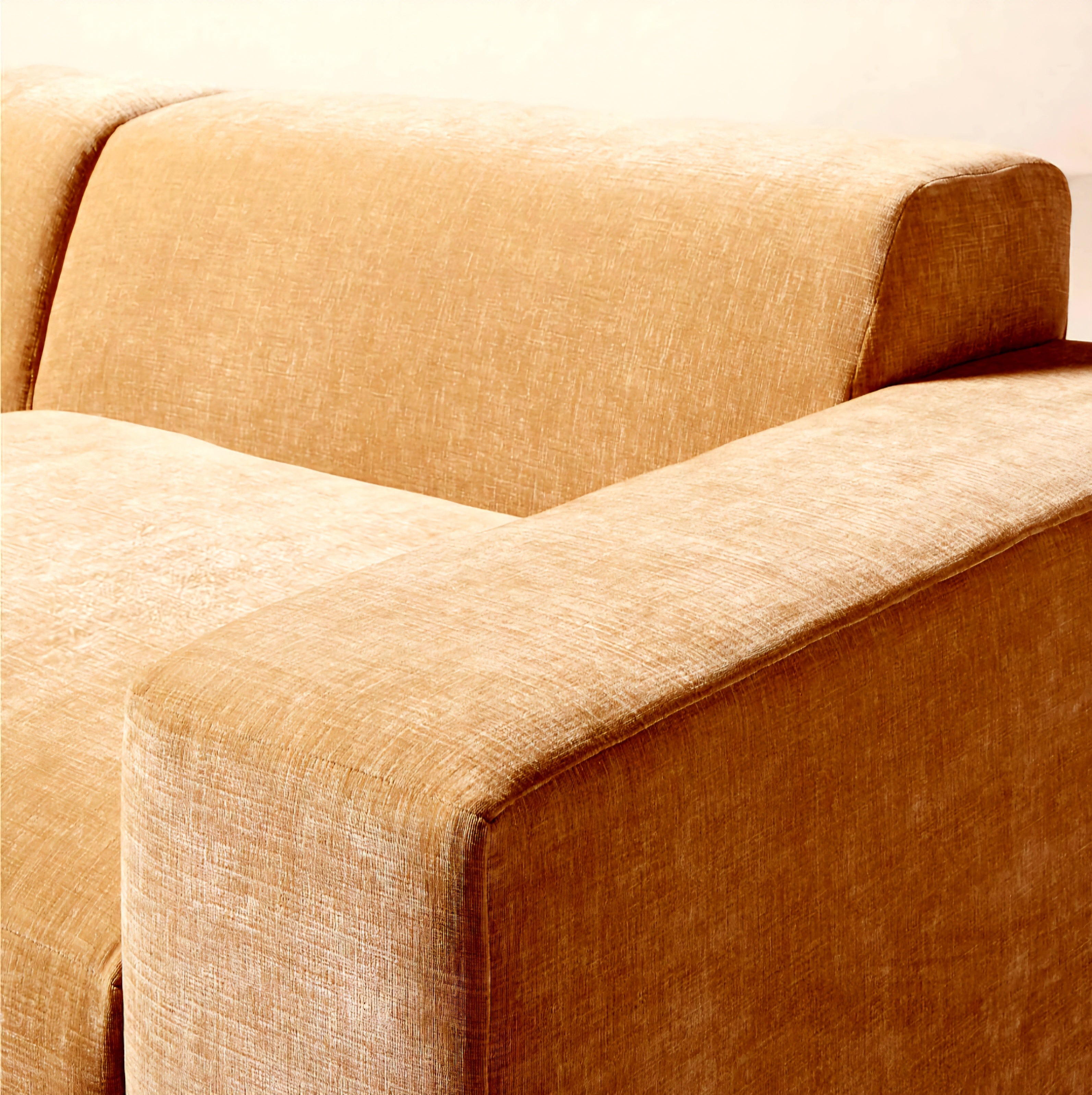 THE ONE × Faible — 6-Piece Modular Right-Arm Wheat Performance Velvet Standard Depth Sectional Sofa