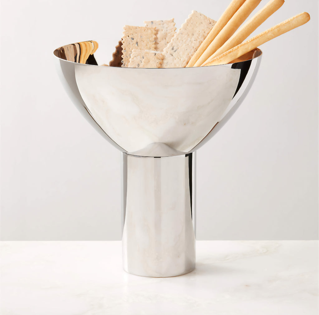 THE ONE × Clyme — Polished Stainless Steel Pedestal Serving Bowl