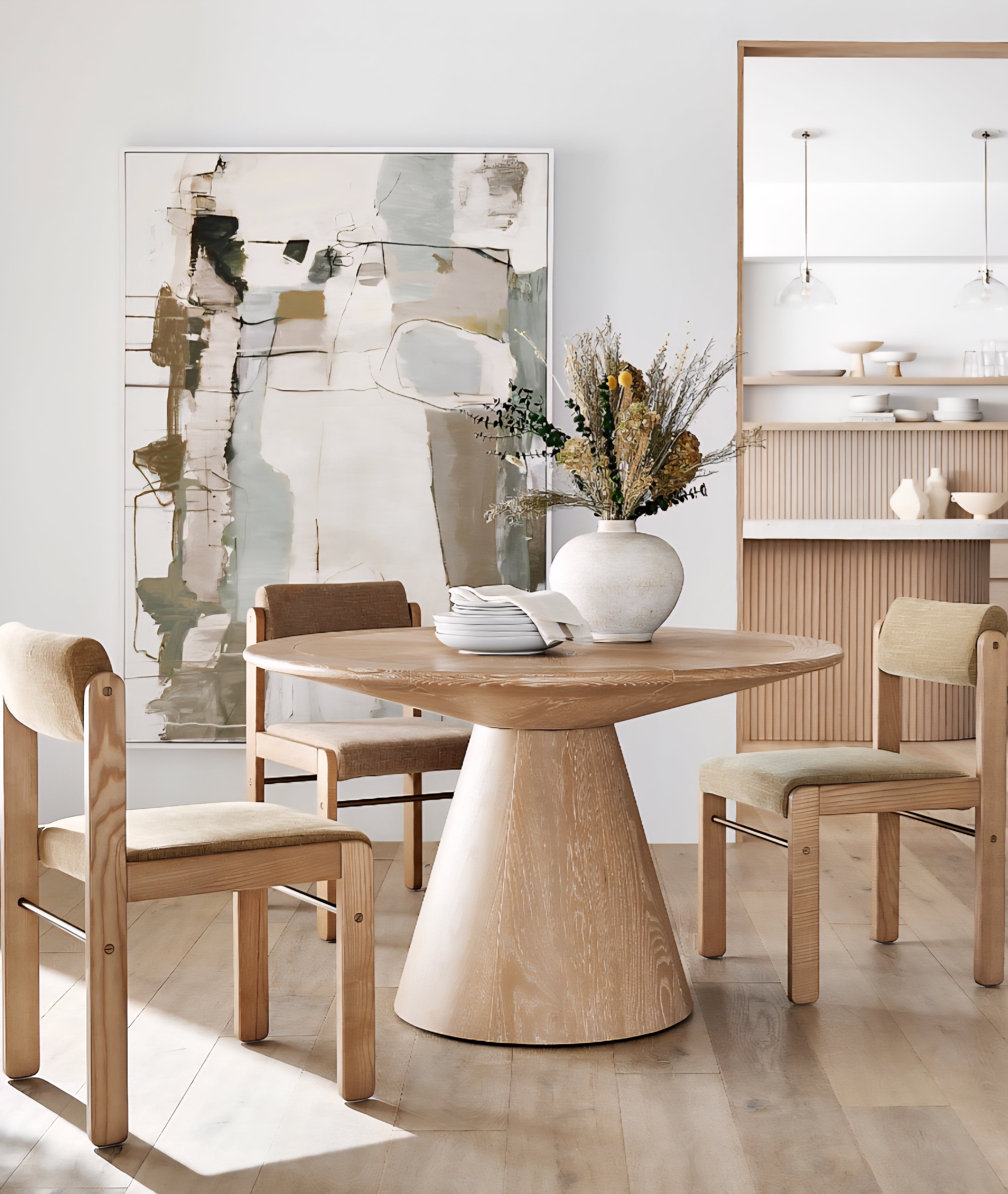 THE ONE × Pedestal — Wood Dining Table