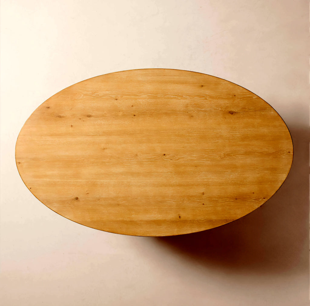 THE ONE × Albertine — Oval Oak and Unlacquered Brass Dining Table