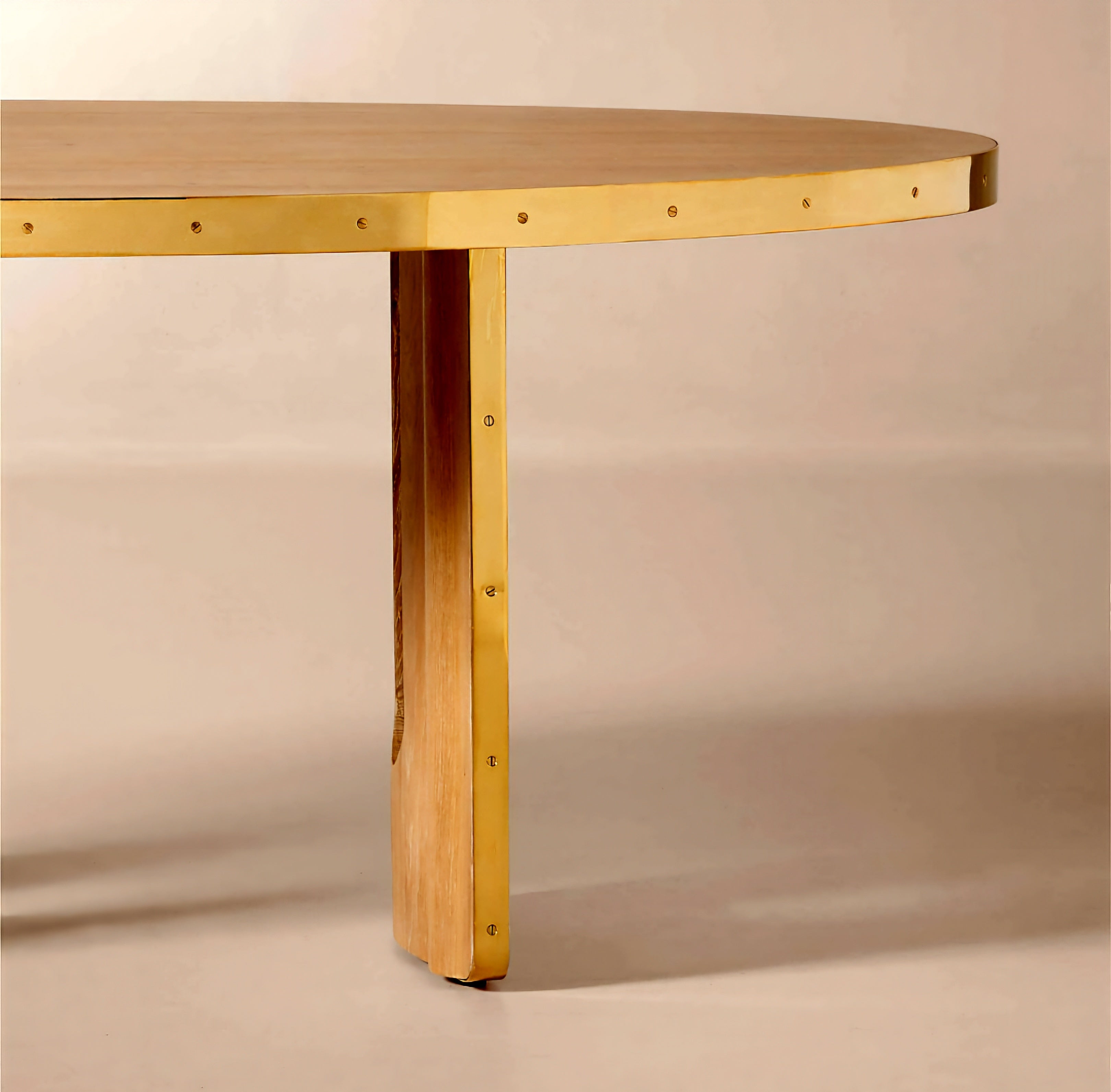 THE ONE × Albertine — Oval Oak and Unlacquered Brass Dining Table