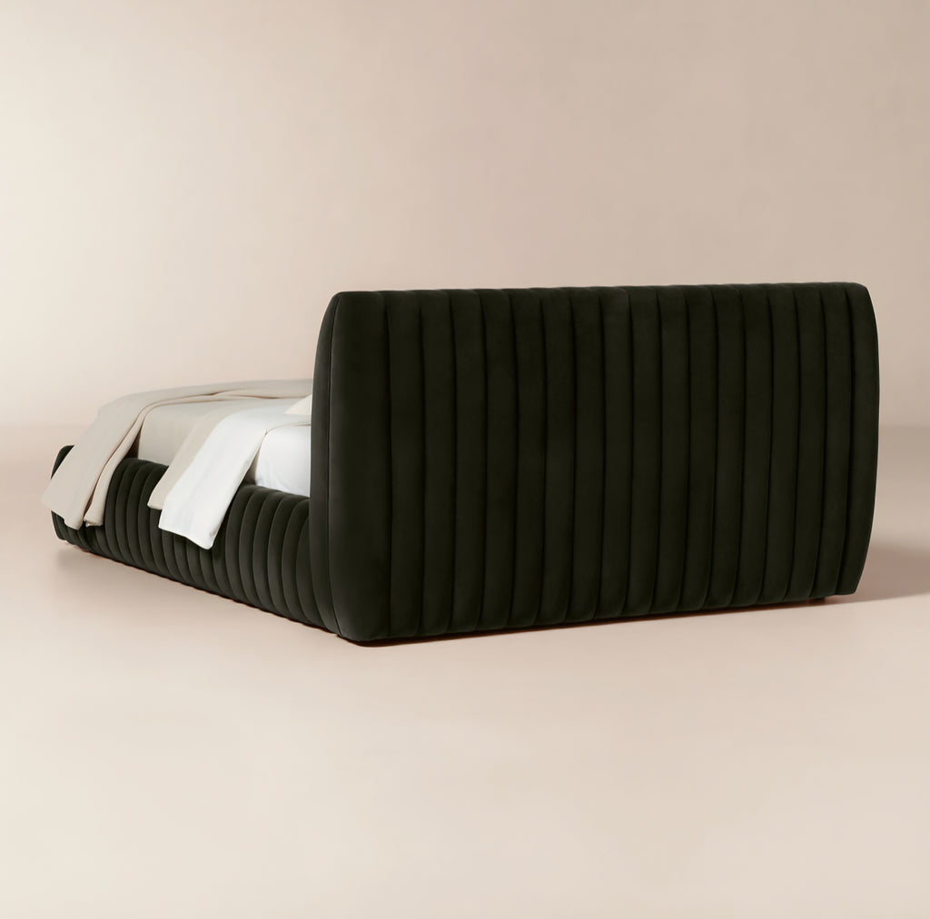 THE ONE × Wolcott — Channeled Mink Velvet Queen Bed
