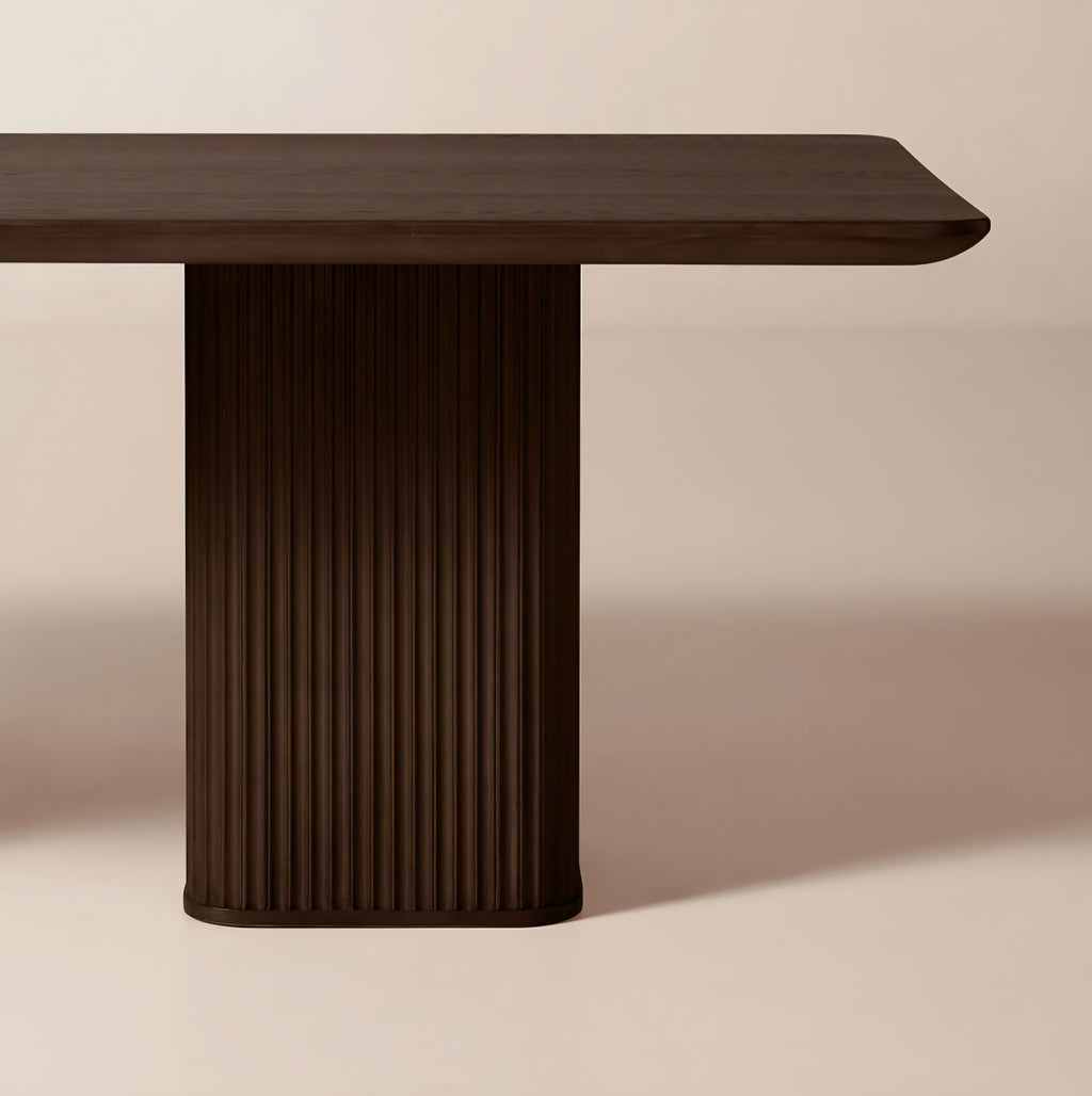 THE ONE × Davison — 55" Round Fluted Dark Oak Dining Table