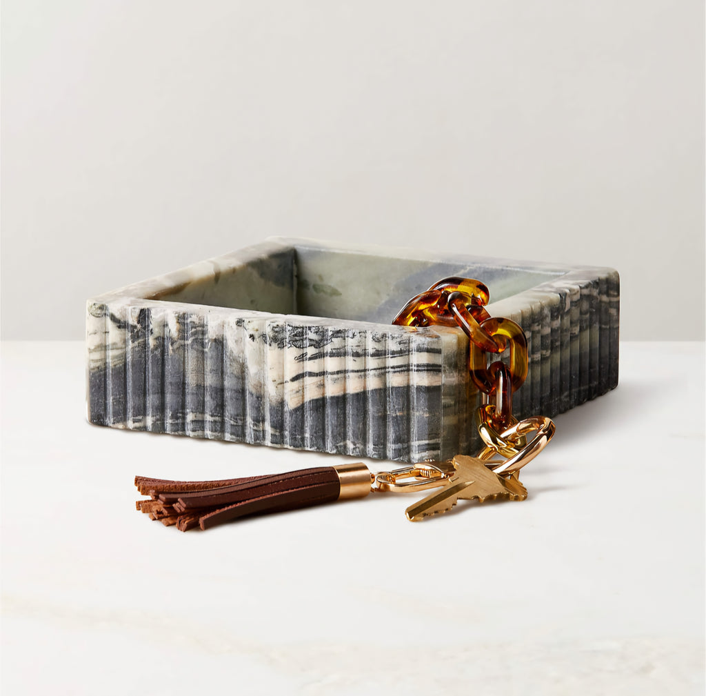 THE ONE × Luke — Jade Marble Ribbed Catchall Dish