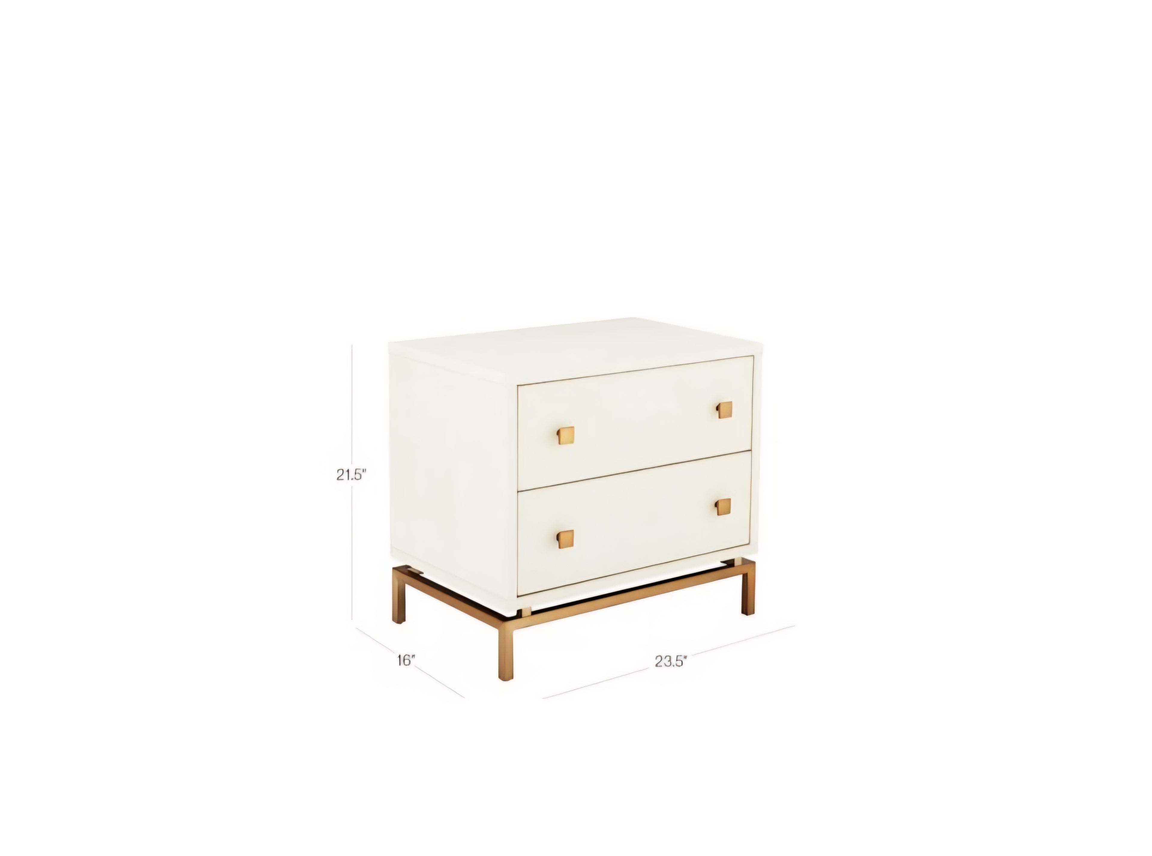 THE ONE × Dover — 2-Drawer Warm White Lacquered Nightstand with Travertine Top
