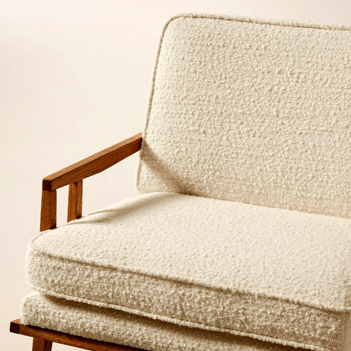 THE ONE × Director — White Boucle Accent Chair