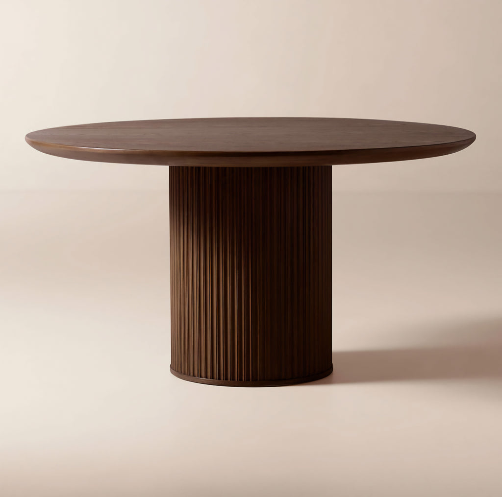 THE ONE × Davison — 55" Round Fluted Dark Oak Dining Table