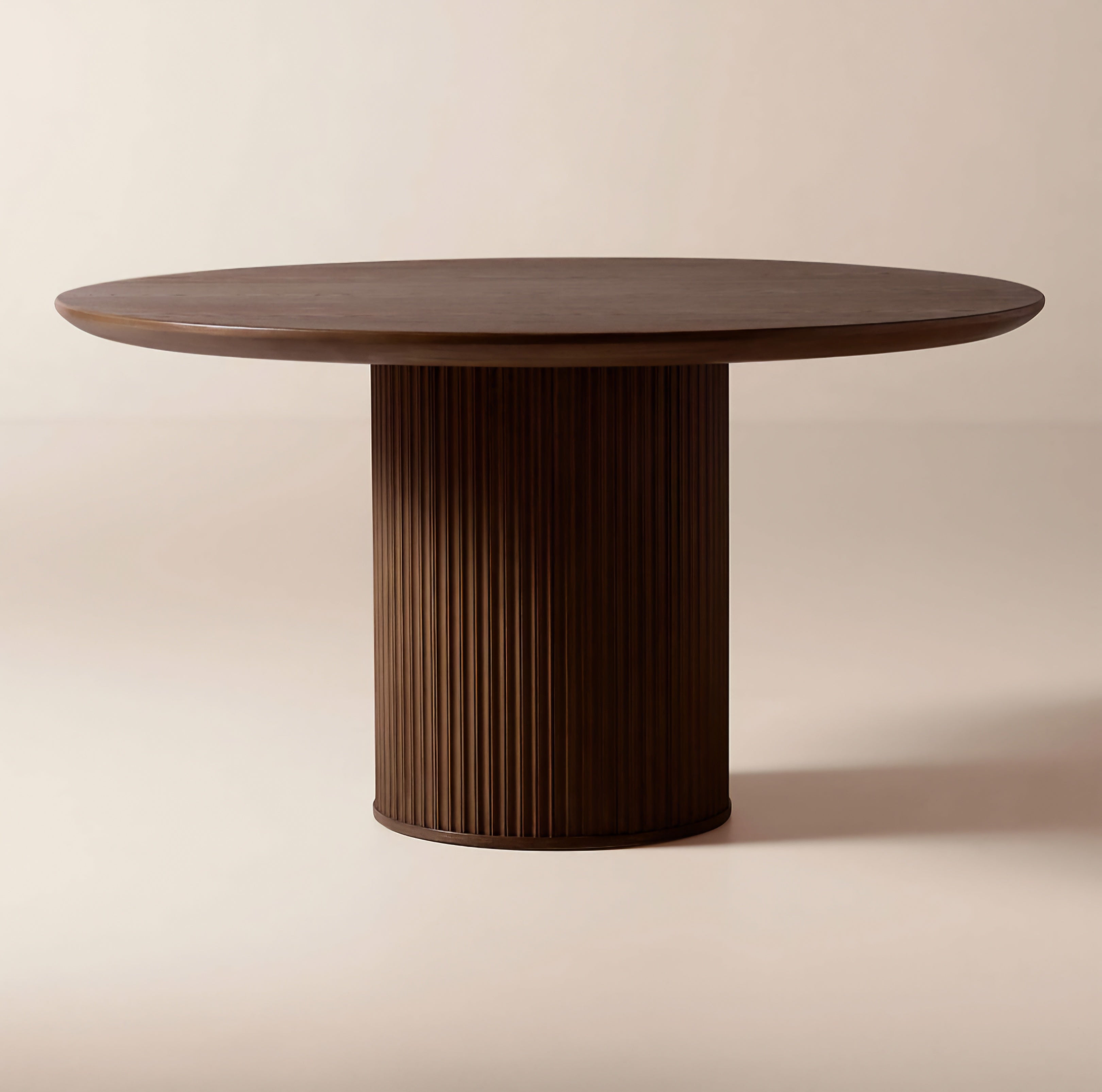 THE ONE × Davison — 55" Round Fluted Dark Oak Dining Table