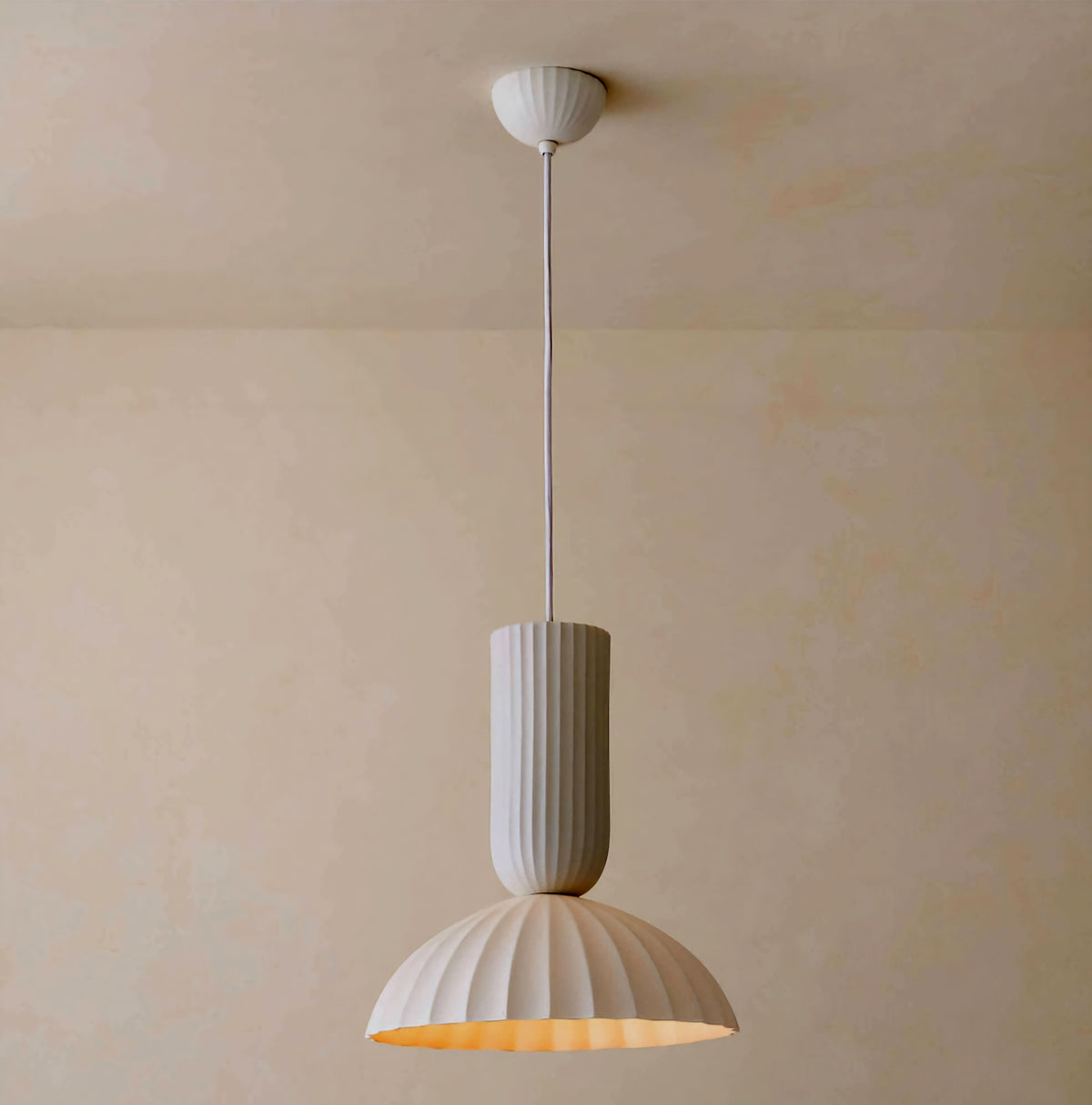 THE ONE × Jeanne — Fluted White Porcelain Dome Pendant Light