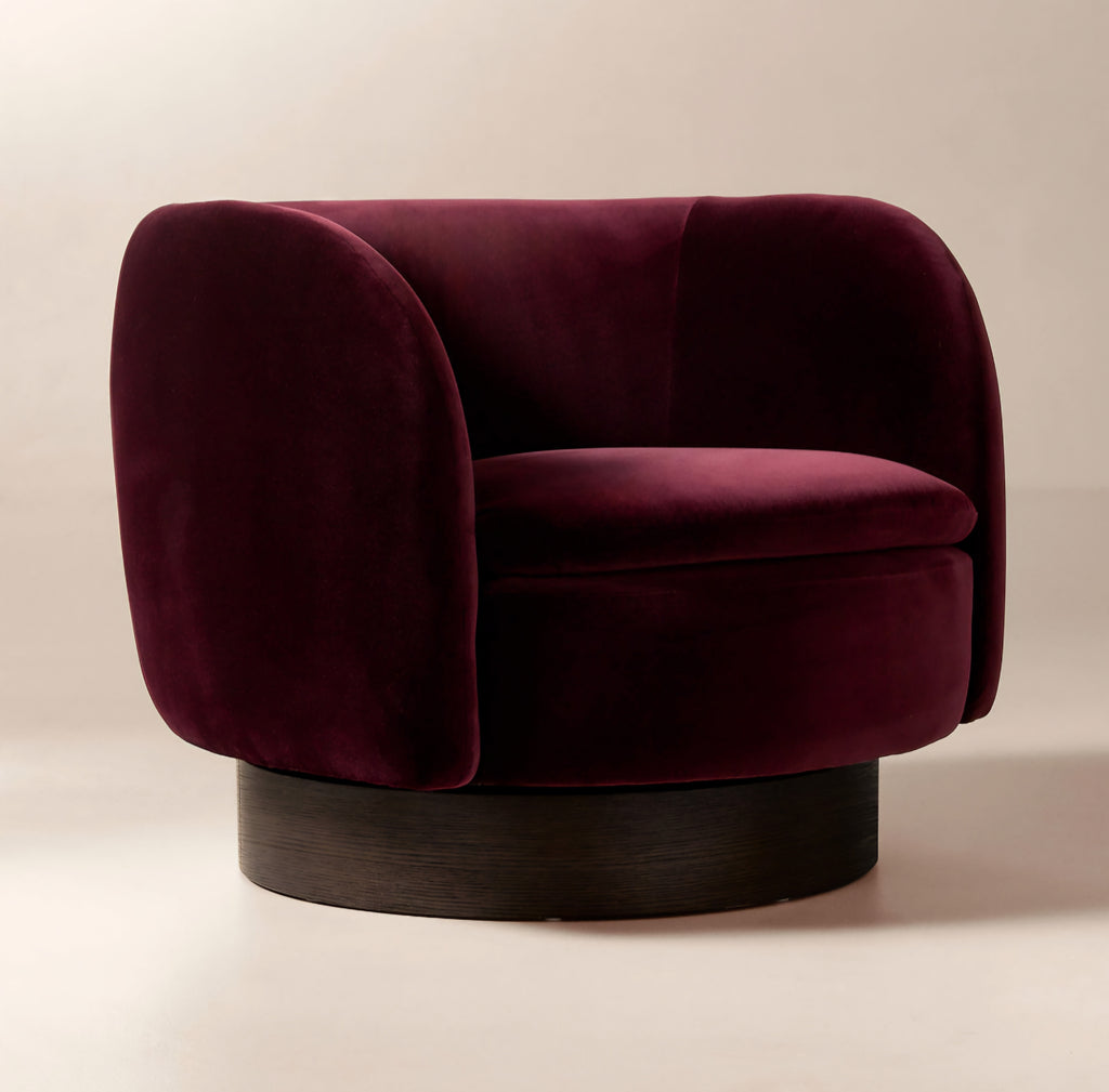 THE ONE × Muir — Taupe Velvet Swivel Chair