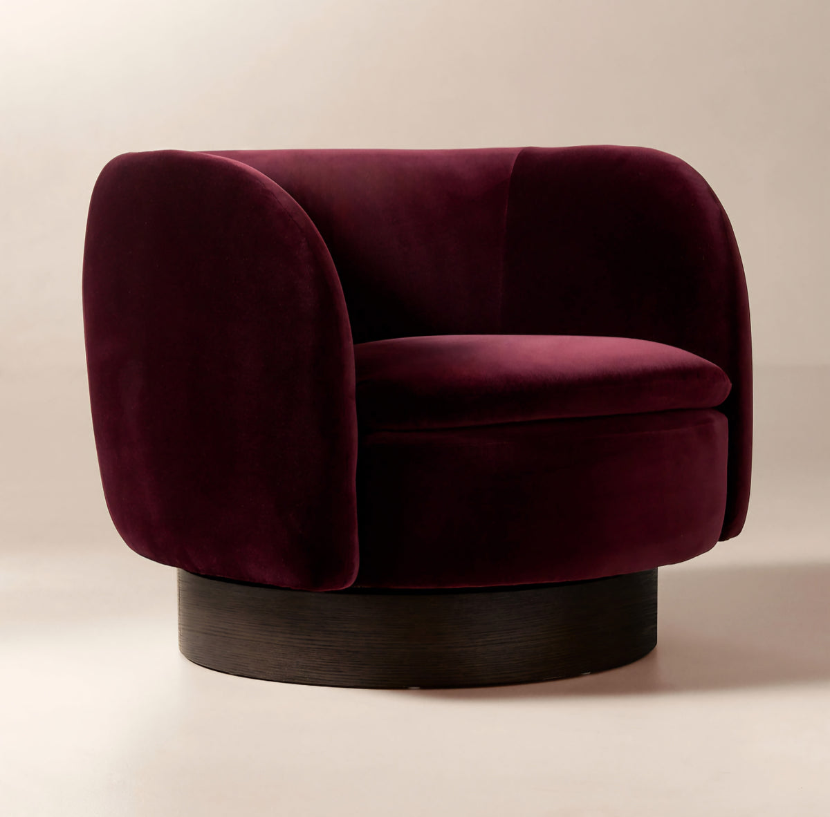 THE ONE × Muir — Taupe Velvet Swivel Chair