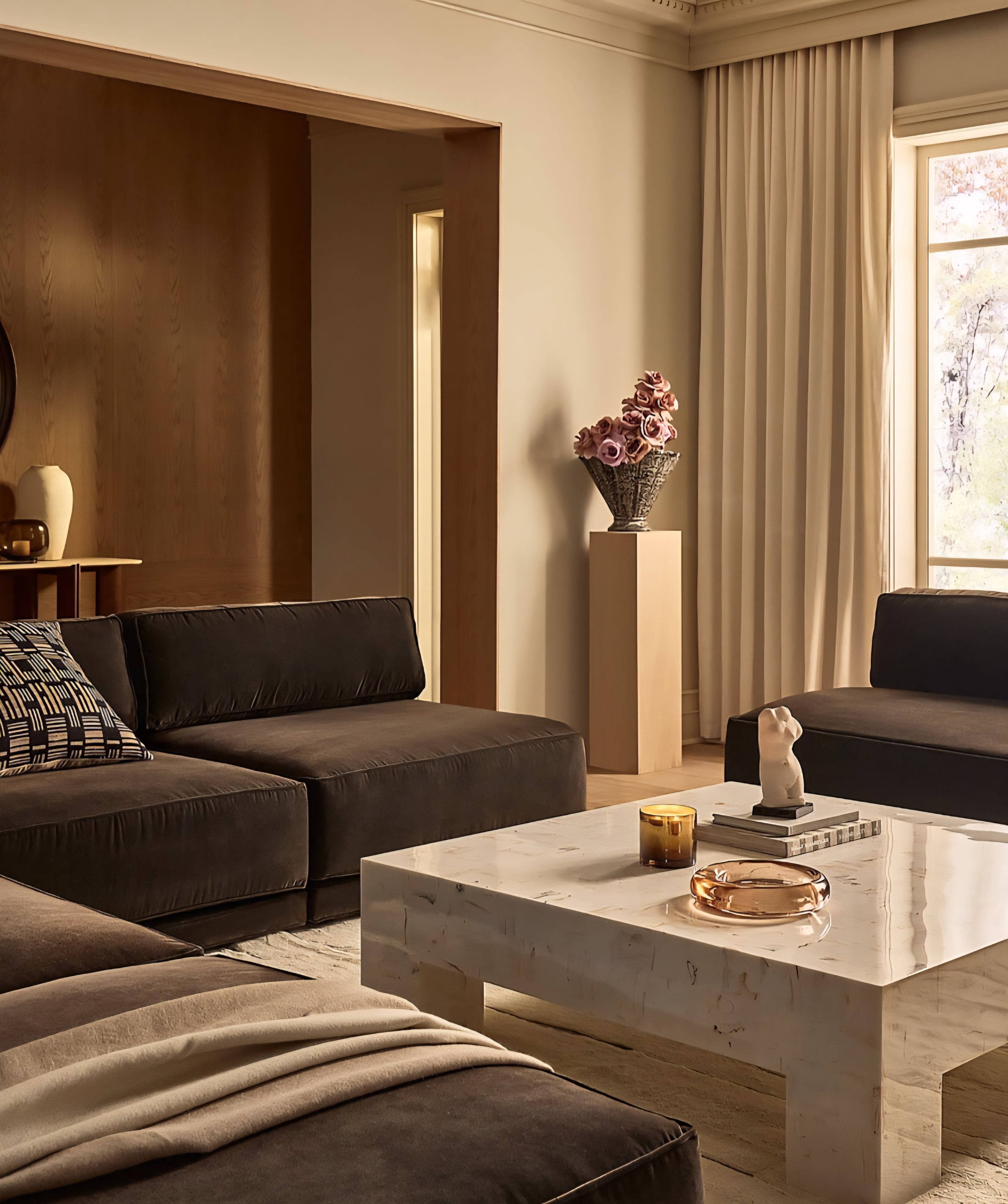 THE ONE × Scatola — Brown Burl Wood Coffee Table