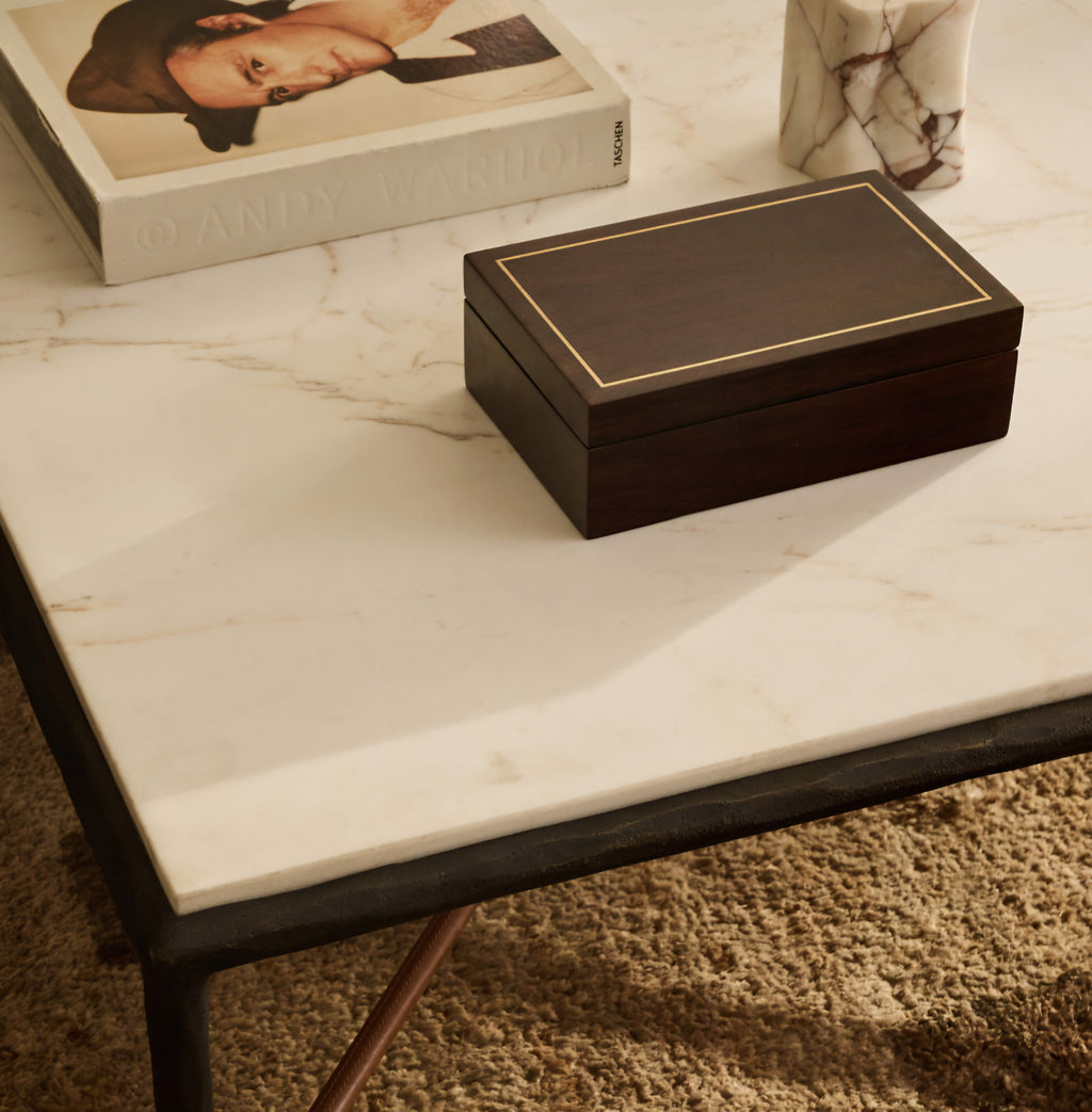 THE ONE × Kingsley — White Marble and Cast Metal Square Coffee Table