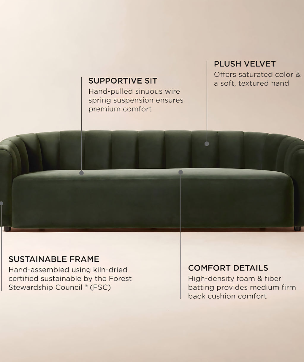 THE ONE × Fitz — Channeled White Boucle Loveseat
