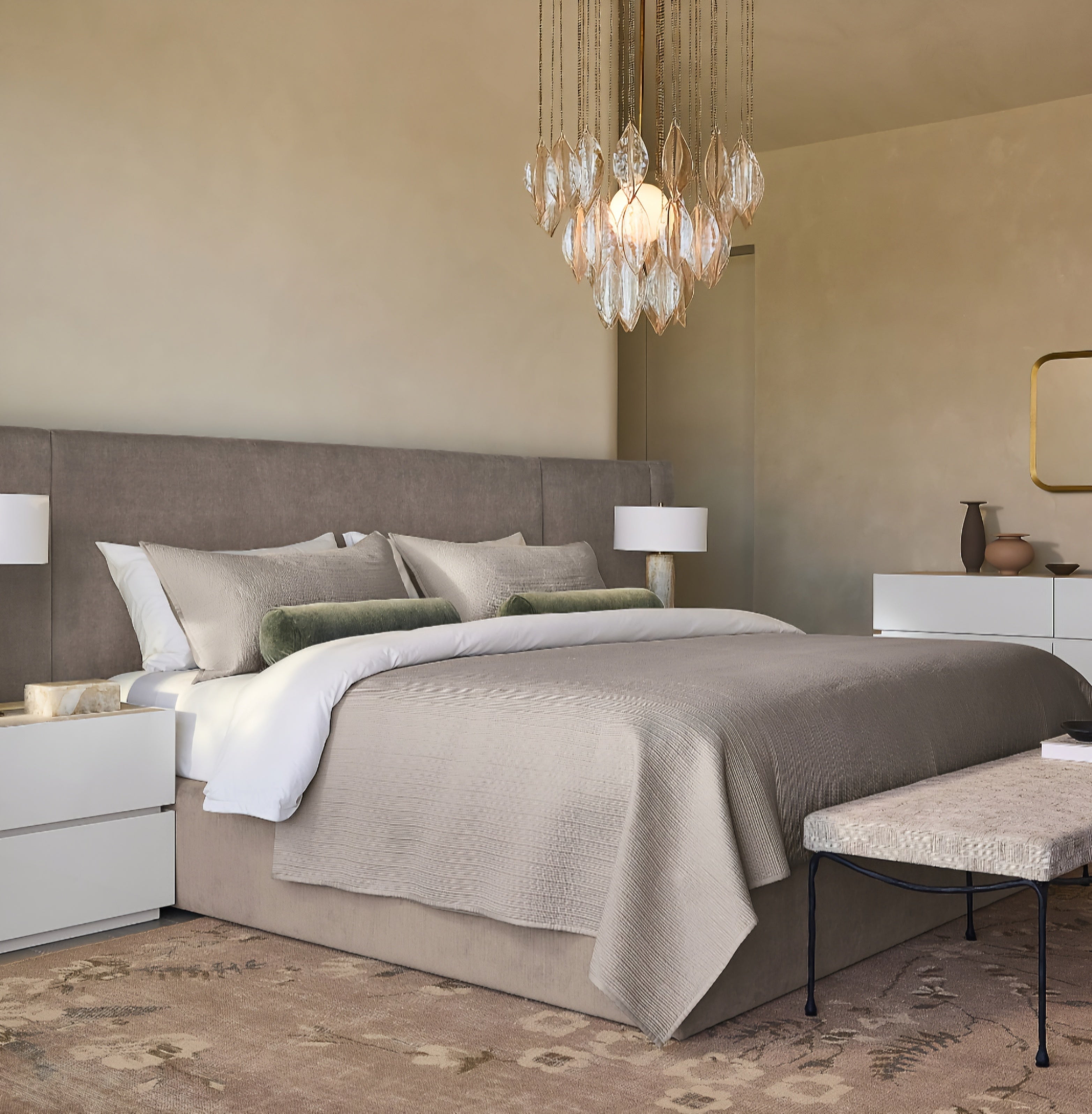 THE ONE × Abbott — Arctic Blue Velvet Upholstered Extended King Platform Bed