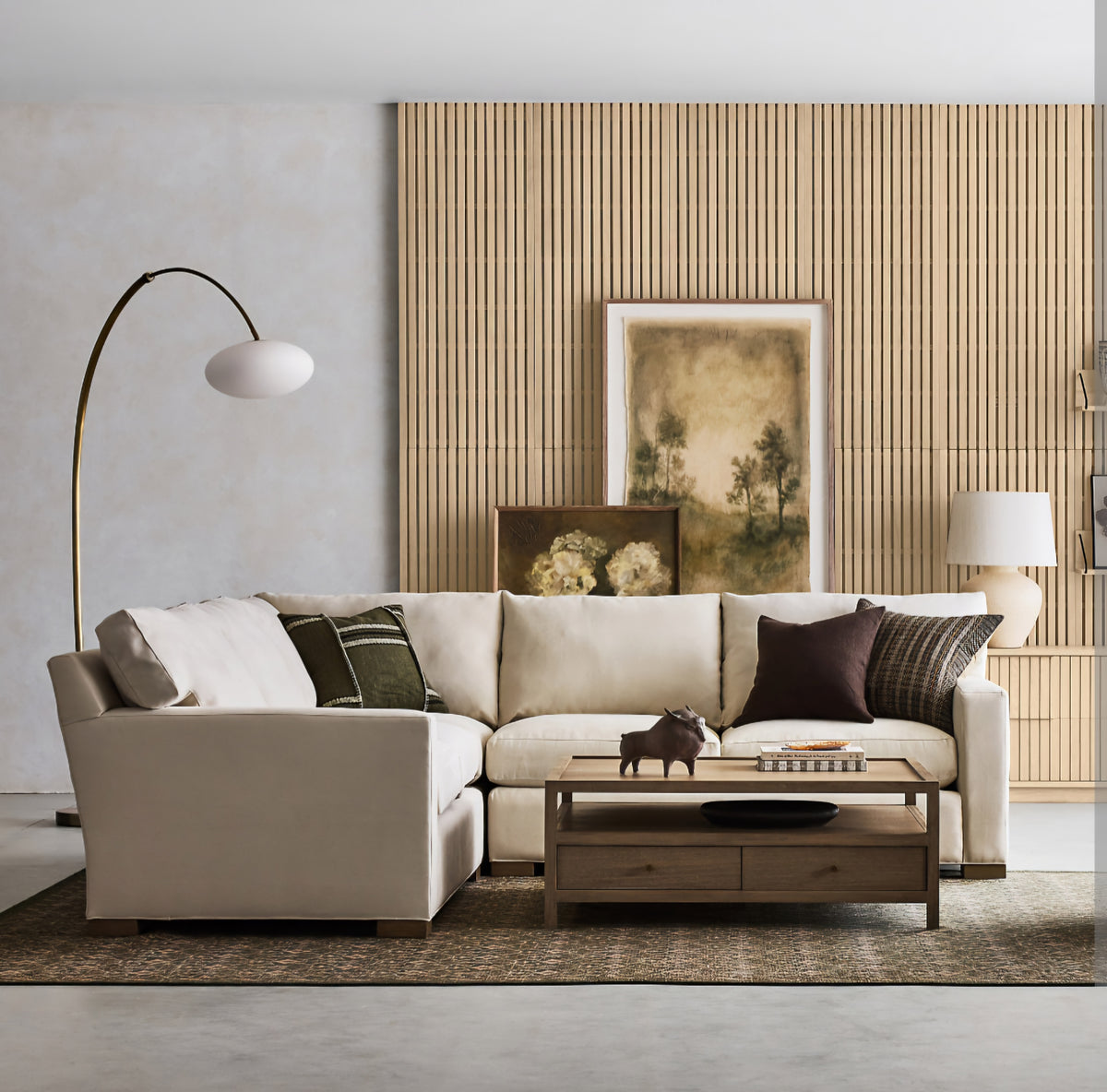THE ONE × Moon — Brass Arc Floor Lamp with Glass Shade